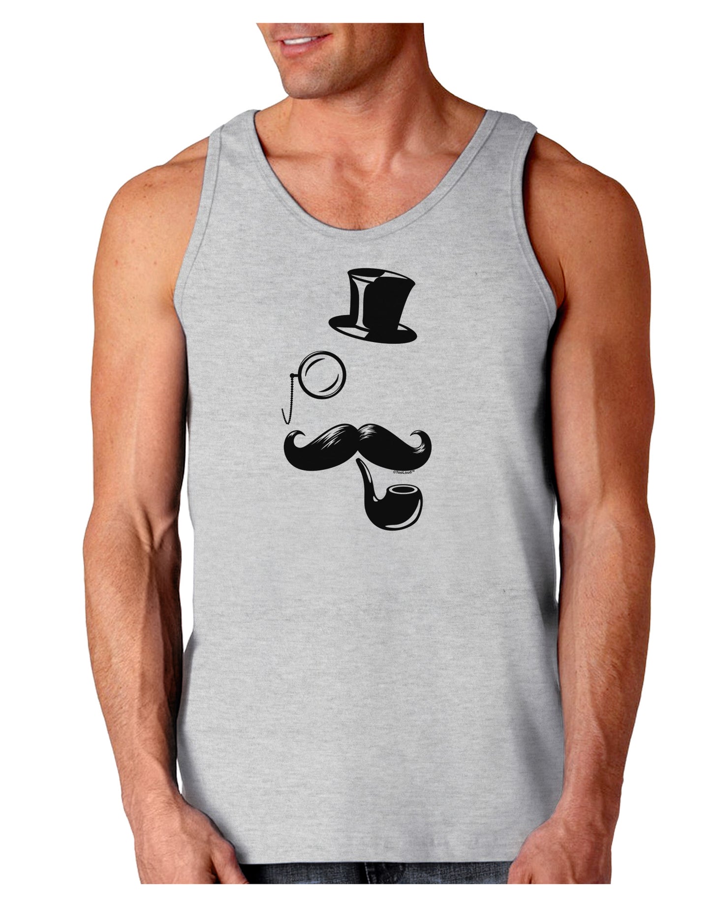 Tophat Mustache Pipe and Monocle Loose Tank Top-Loose Tank Top-TooLoud-AshGray-Small-Davson Sales