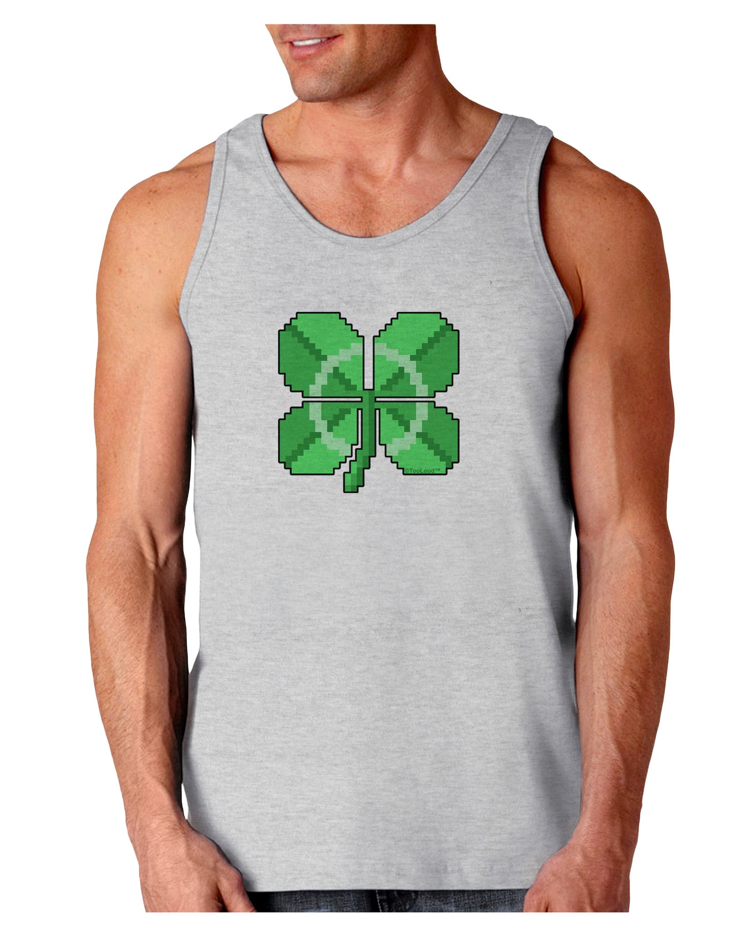 Pixel Four Leaf Clover Loose Tank Top-Loose Tank Top-TooLoud-AshGray-Small-Davson Sales