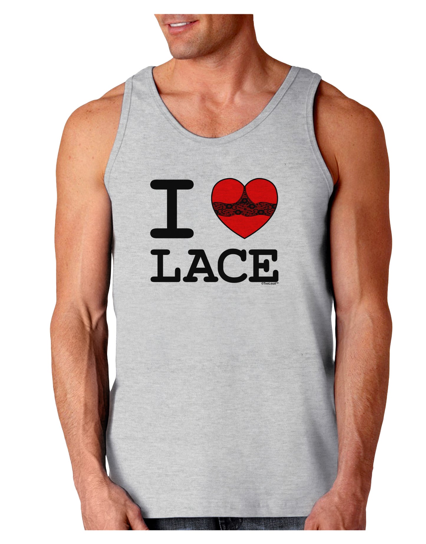 I Love Heart Lace Loose Tank Top-Loose Tank Top-TooLoud-AshGray-Small-Davson Sales