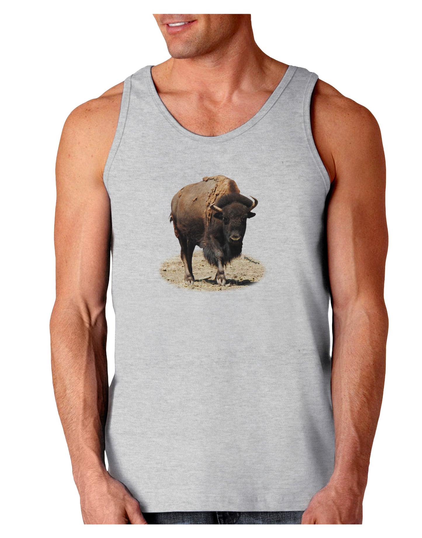 Strong Bison Cutout Loose Tank Top-Loose Tank Top-TooLoud-AshGray-Small-Davson Sales