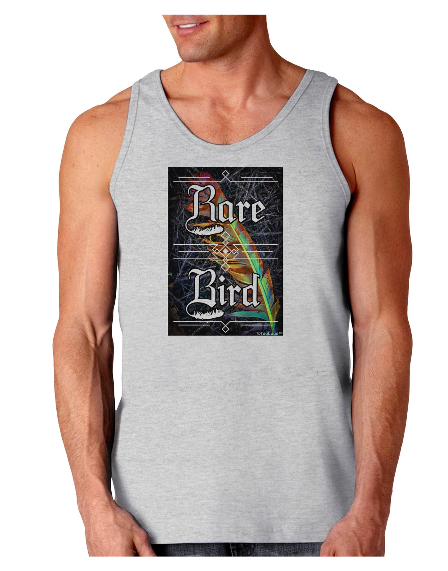Rare Bird - Colorful Feather Loose Tank Top-Loose Tank Top-TooLoud-AshGray-Small-Davson Sales