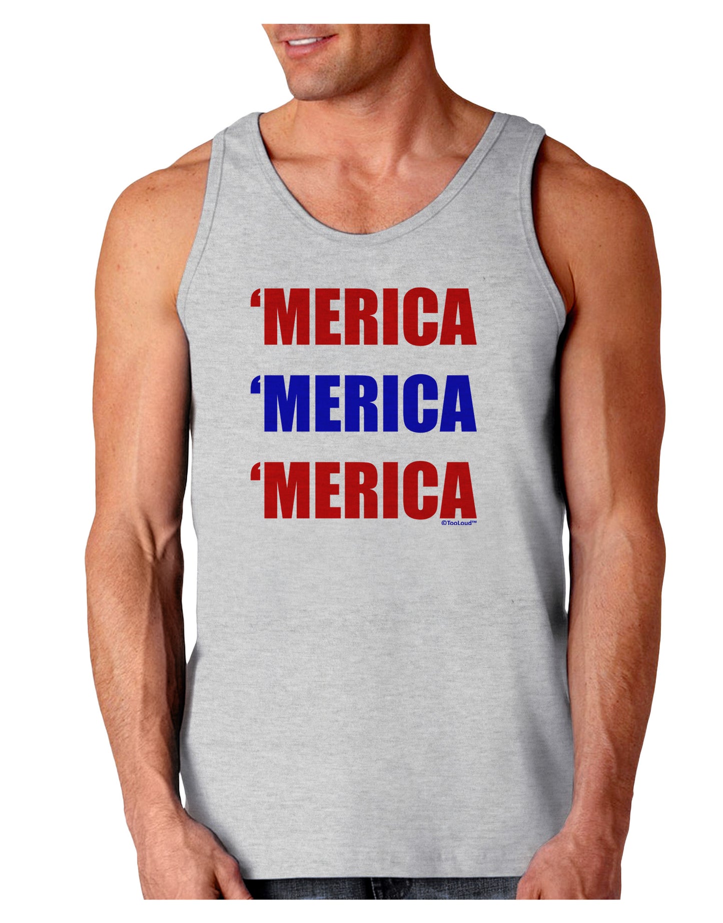 Merica Merica Merica - Red and Blue Loose Tank Top-Loose Tank Top-TooLoud-AshGray-Small-Davson Sales
