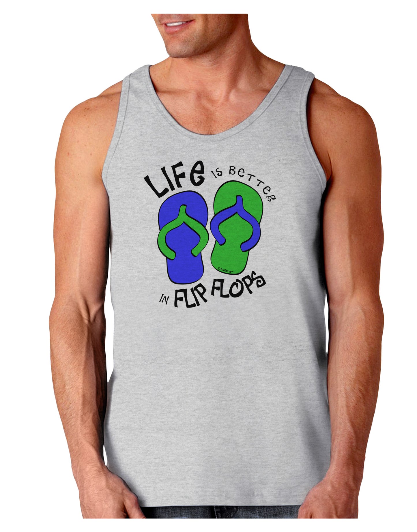 Life is Better in Flip Flops - Blue and Green Loose Tank Top-Loose Tank Top-TooLoud-AshGray-Small-Davson Sales