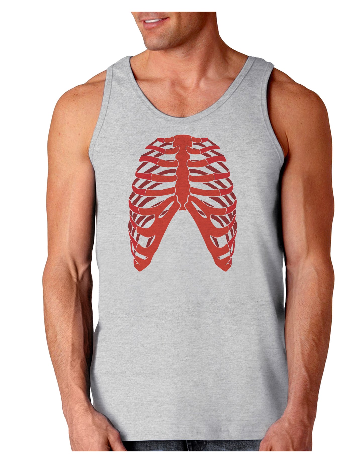 Human Red Skeleton Bones Ribcage Loose Tank Top-Loose Tank Top-TooLoud-AshGray-Small-Davson Sales