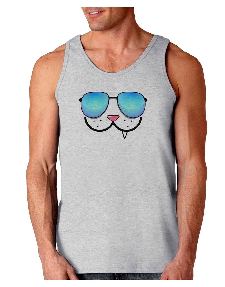 Kyu-T Face - Snaggle Cool Sunglasses Loose Tank Top-Loose Tank Top-TooLoud-White-Small-Davson Sales