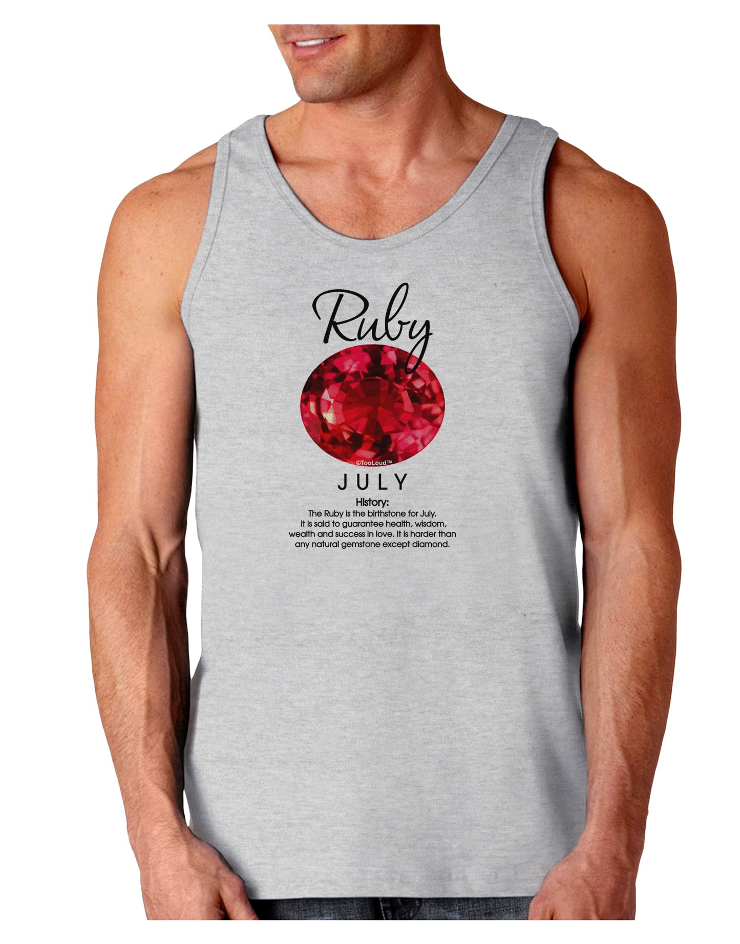 Birthstone Ruby Loose Tank Top-Loose Tank Top-TooLoud-AshGray-Small-Davson Sales