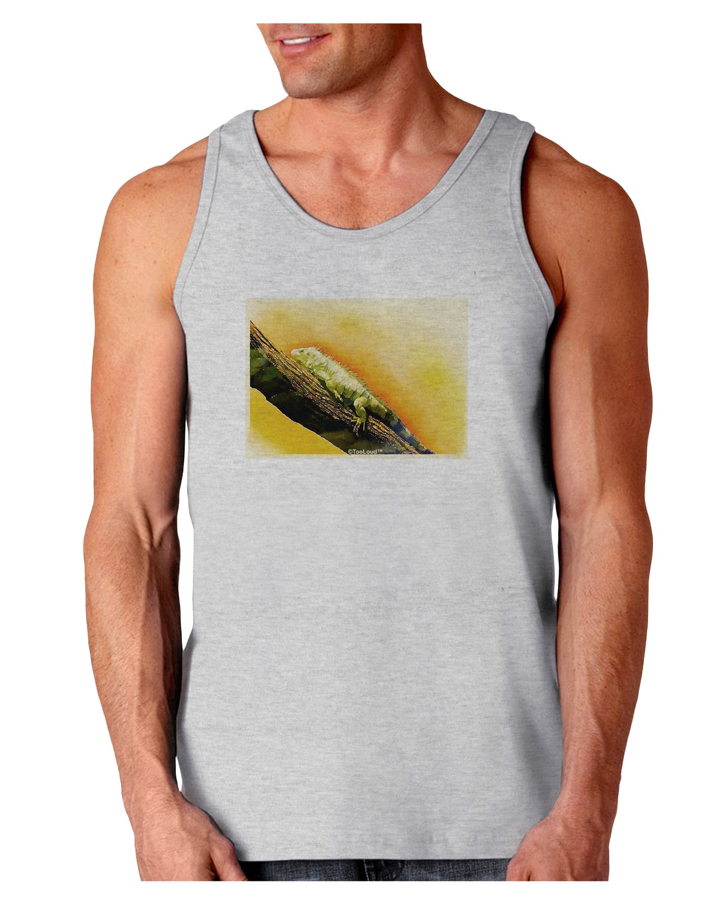 Iguana Watercolor Loose Tank Top-Loose Tank Top-TooLoud-AshGray-Small-Davson Sales