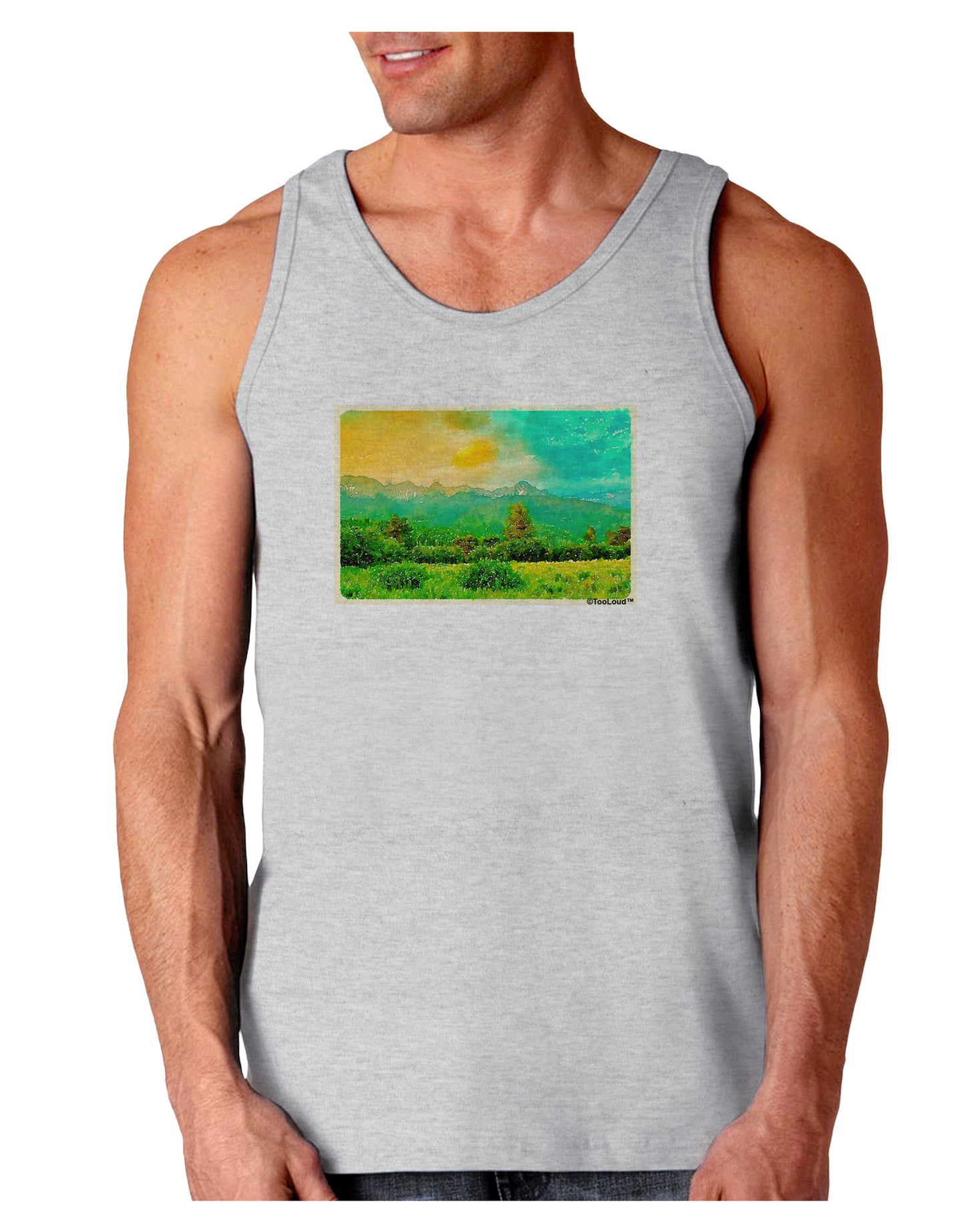 Mountain Sunset Watercolor Loose Tank Top-Loose Tank Top-TooLoud-AshGray-Small-Davson Sales