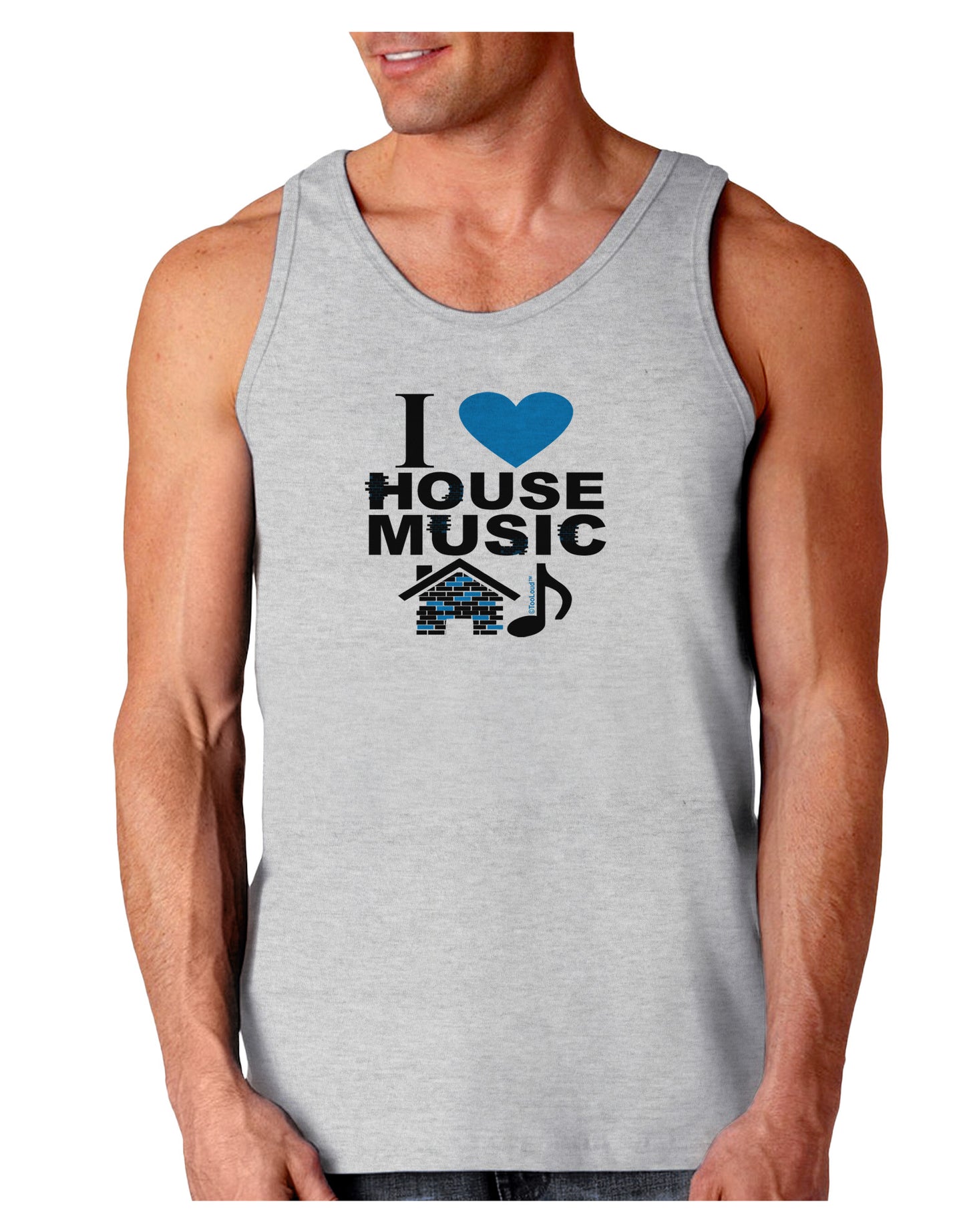 I Love House Blue Loose Tank Top-Loose Tank Top-TooLoud-AshGray-Small-Davson Sales