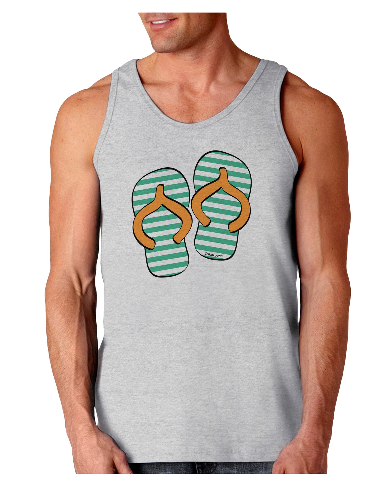 Striped Flip Flops - Teal and Orange Loose Tank Top-Loose Tank Top-TooLoud-AshGray-Small-Davson Sales