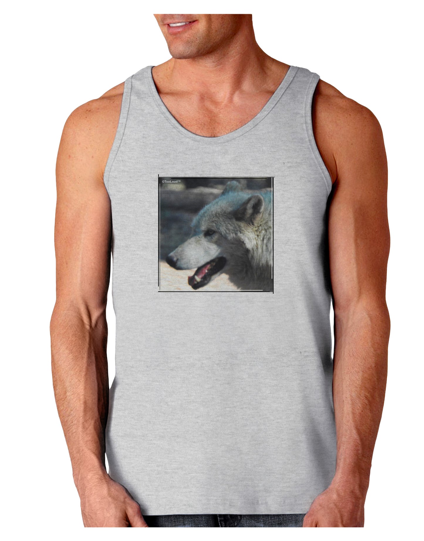 TooLoud White Wolf Face Loose Tank Top-Loose Tank Top-TooLoud-AshGray-Small-Davson Sales