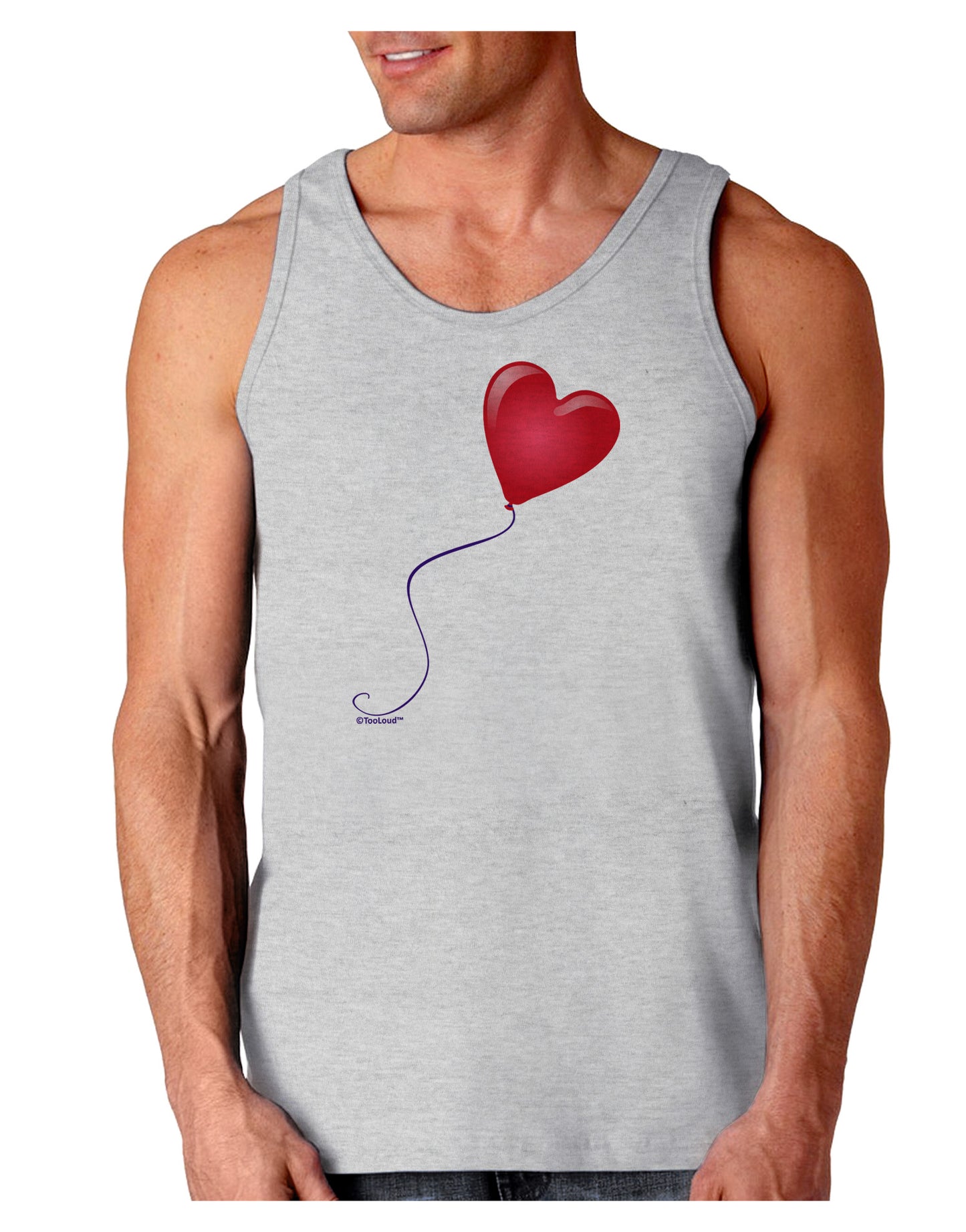 Cute Red Heart Balloon Loose Tank Top-Loose Tank Top-TooLoud-AshGray-Small-Davson Sales