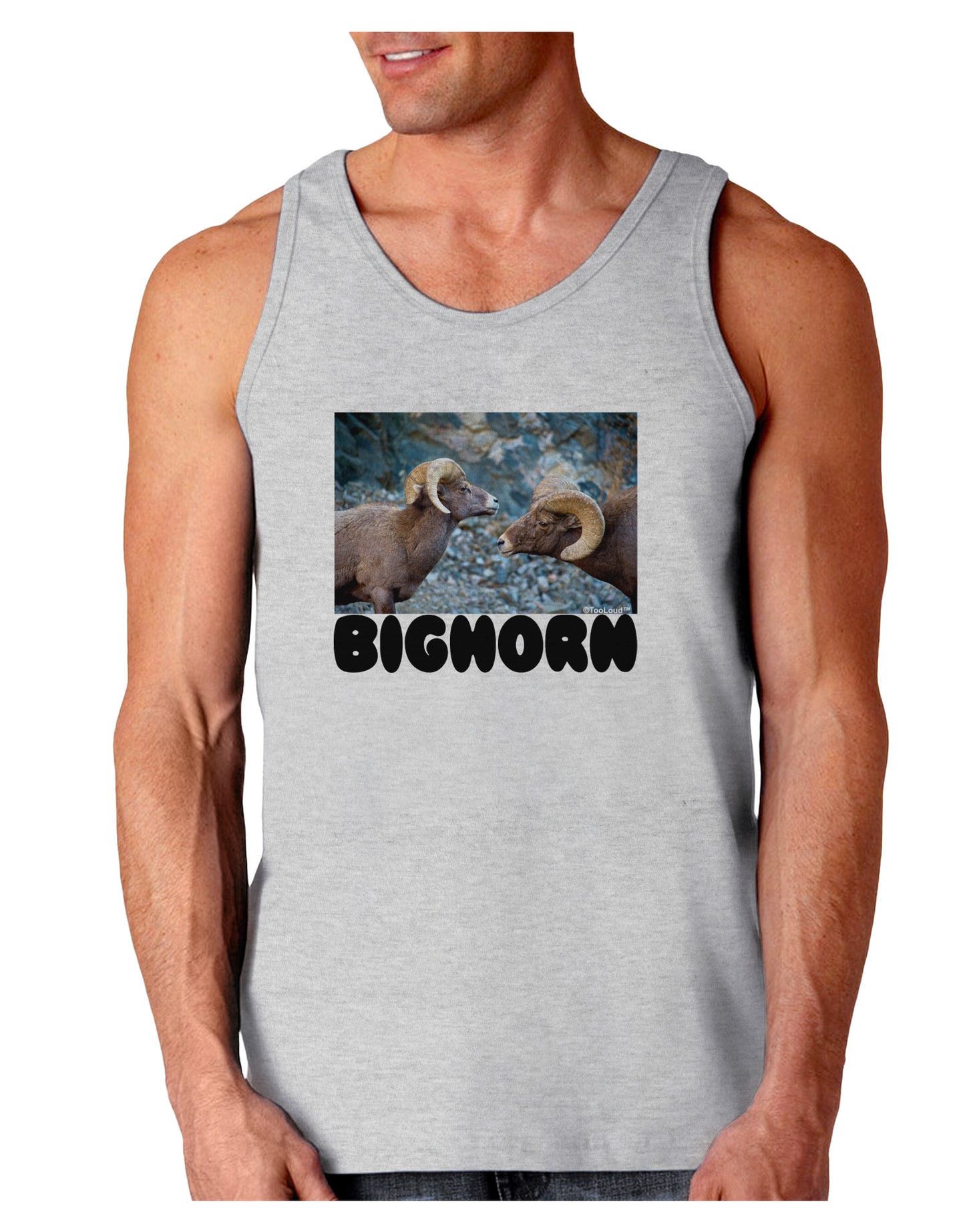 TooLoud Two Bighorn Rams Text Loose Tank Top-Loose Tank Top-TooLoud-AshGray-Small-Davson Sales