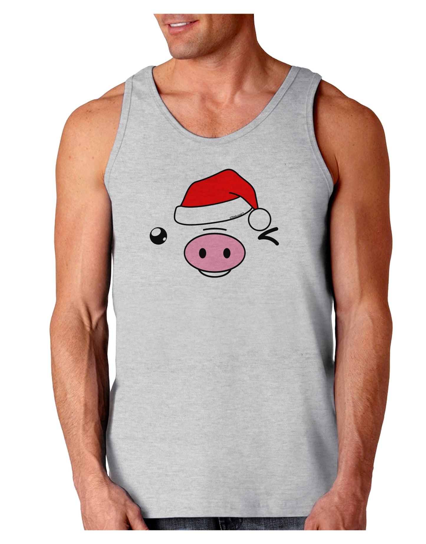 Kyu-T Face Oinkz Santa Hat Boy Pig Loose Tank Top-Loose Tank Top-TooLoud-AshGray-Small-Davson Sales