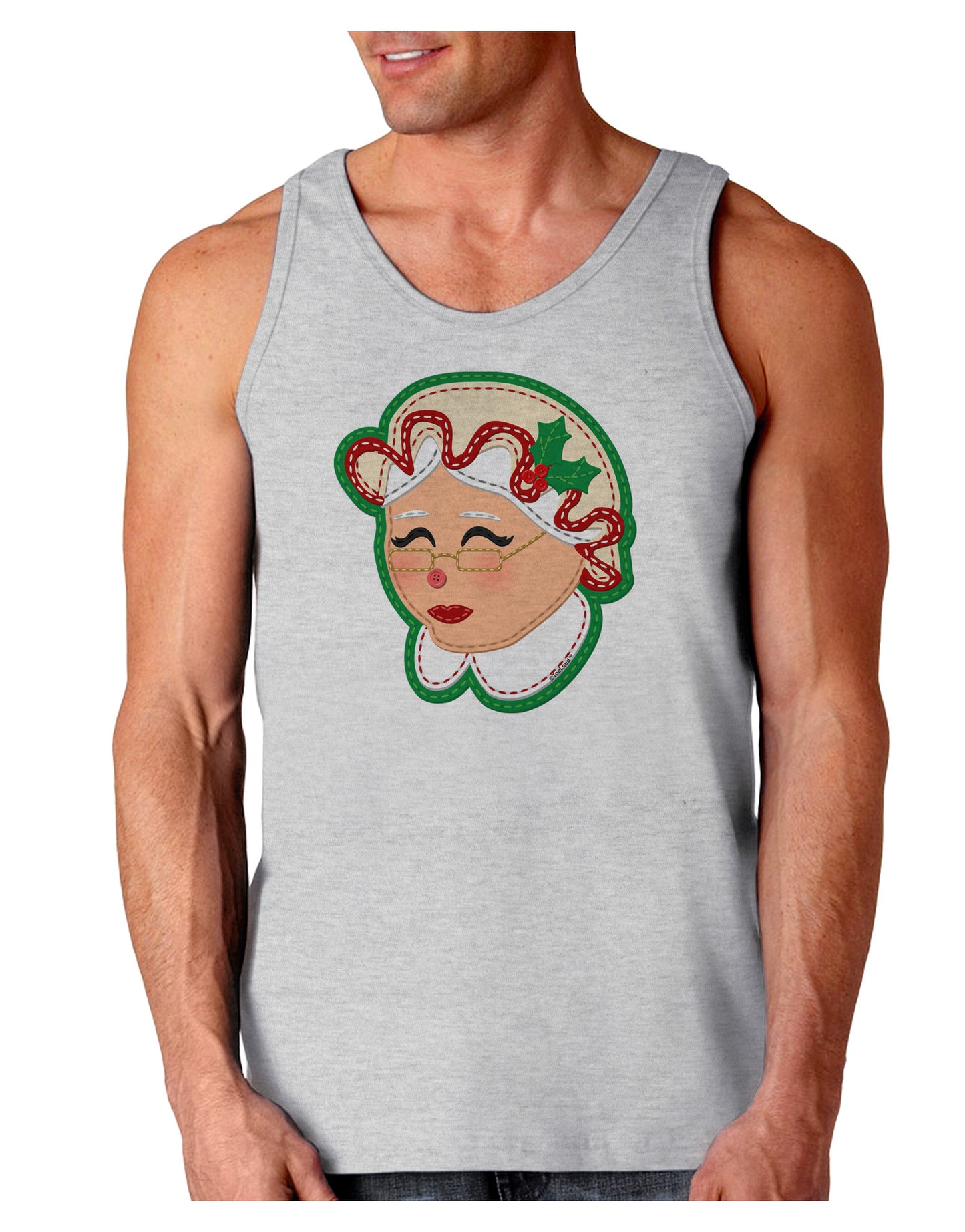 Cute Mrs Claus Face Faux Applique Loose Tank Top-Loose Tank Top-TooLoud-AshGray-Small-Davson Sales
