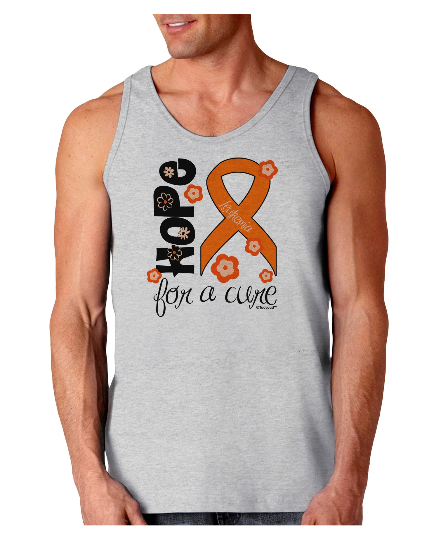 Hope for a Cure - Orange Ribbon Leukemia - Flowers Loose Tank Top-Loose Tank Top-TooLoud-AshGray-Small-Davson Sales