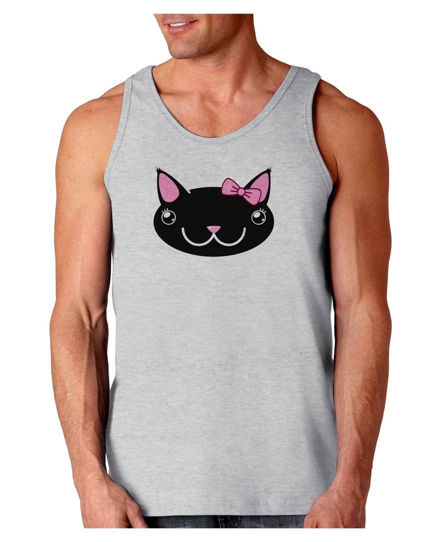 Kyu-T Head - Night Kawaia the Cute Girl Critter Loose Tank Top-Loose Tank Top-TooLoud-AshGray-Small-Davson Sales