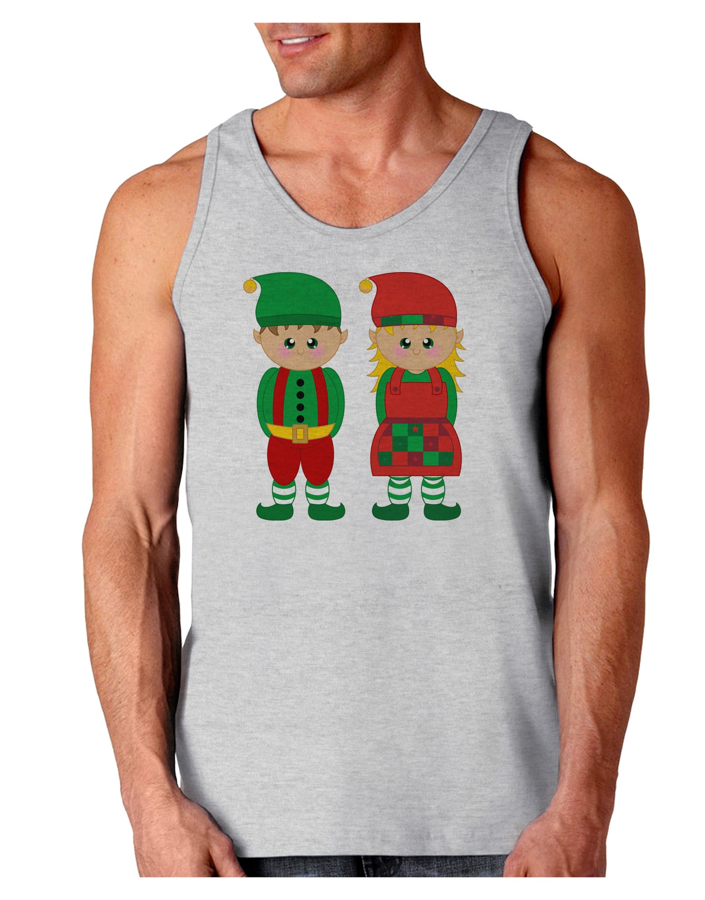 Cute Elf Couple Christmas Loose Tank Top-Loose Tank Top-TooLoud-AshGray-Small-Davson Sales