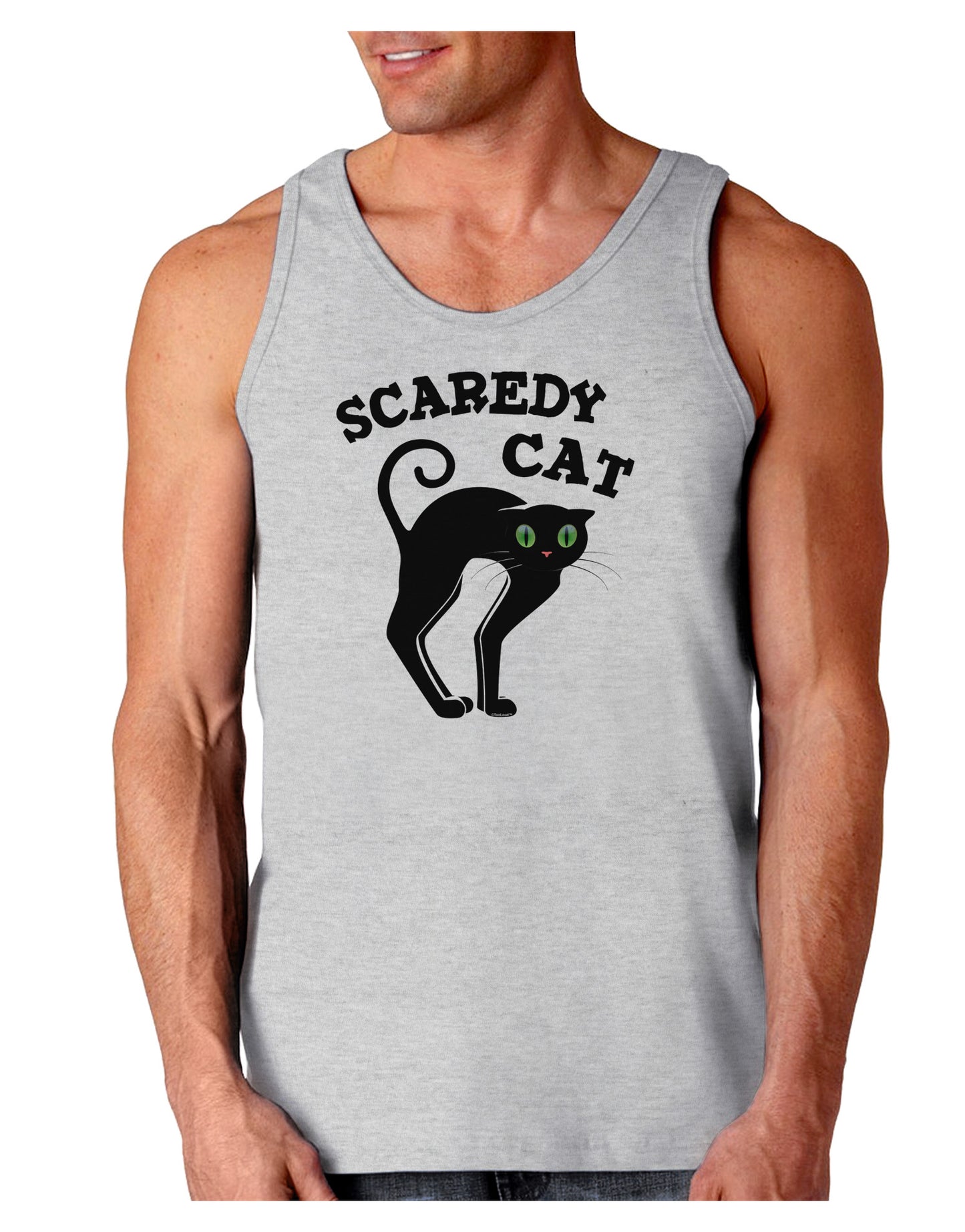 Cute Scaredy Cat Black Cat Halloween Loose Tank Top-Loose Tank Top-TooLoud-AshGray-Small-Davson Sales