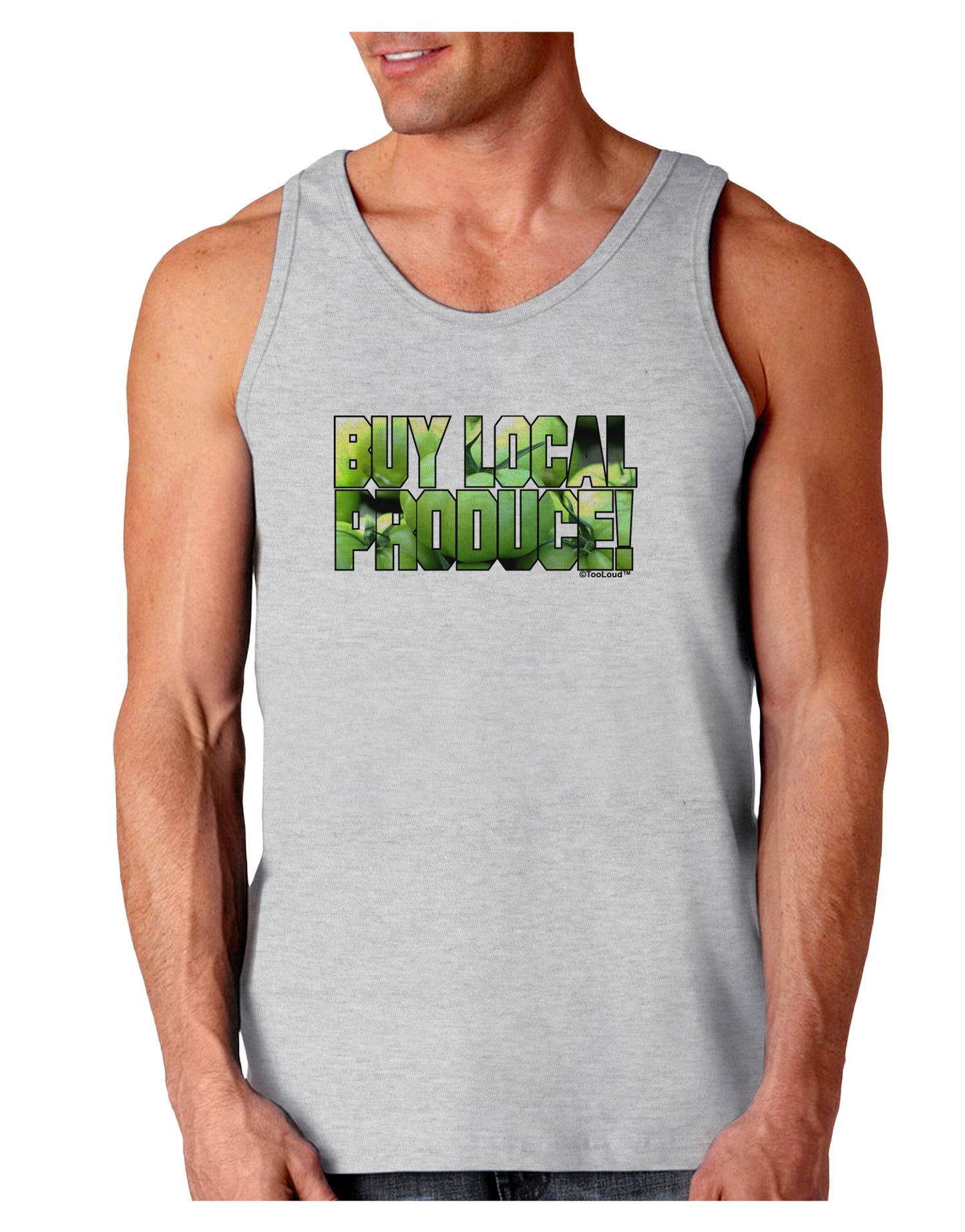 Buy Local - Green Tomatoes Text Loose Tank Top-Loose Tank Top-TooLoud-AshGray-Small-Davson Sales