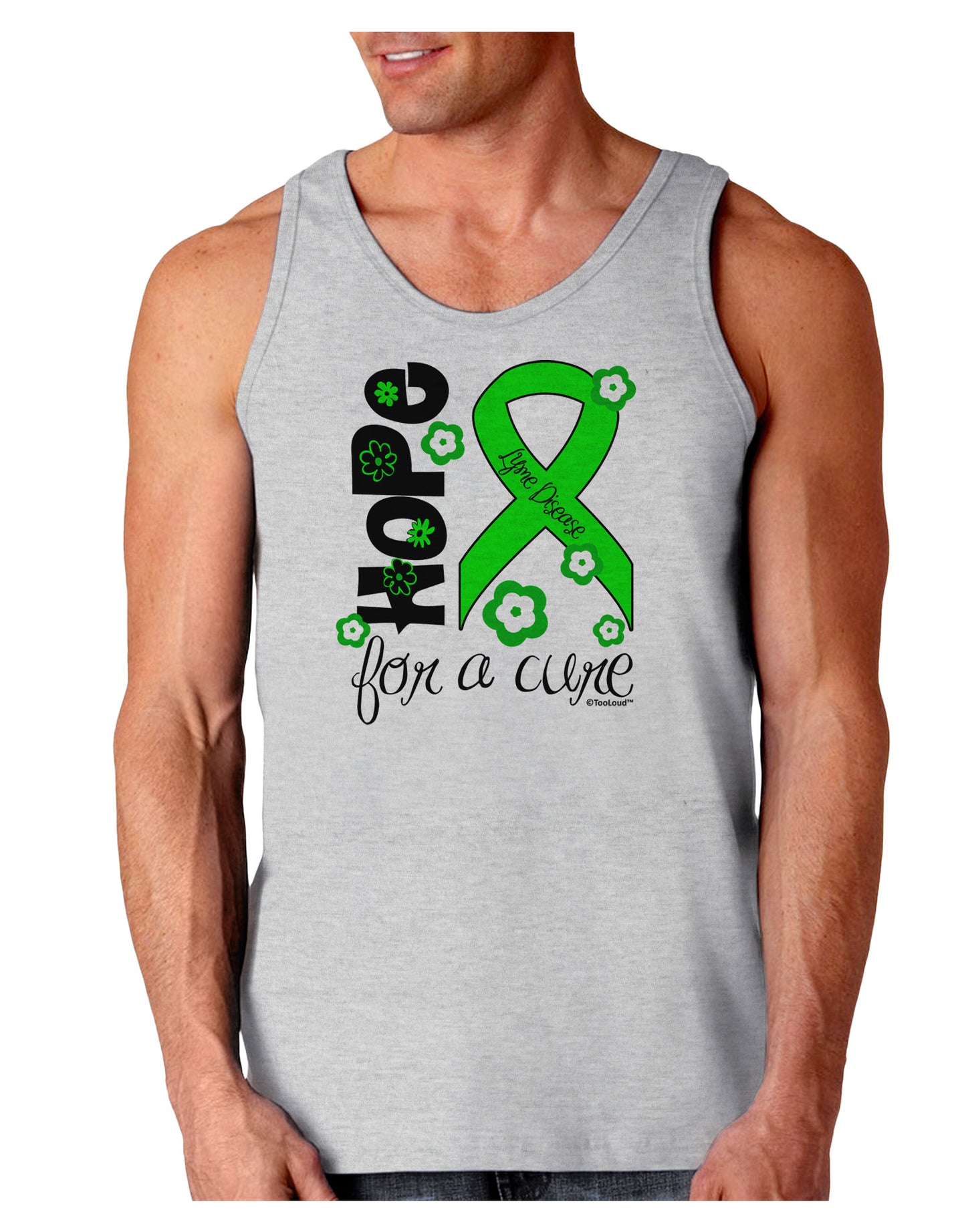 Hope for a Cure - Lime Green Ribbon Lyme Disease - Flowers Loose Tank Top-Loose Tank Top-TooLoud-AshGray-Small-Davson Sales