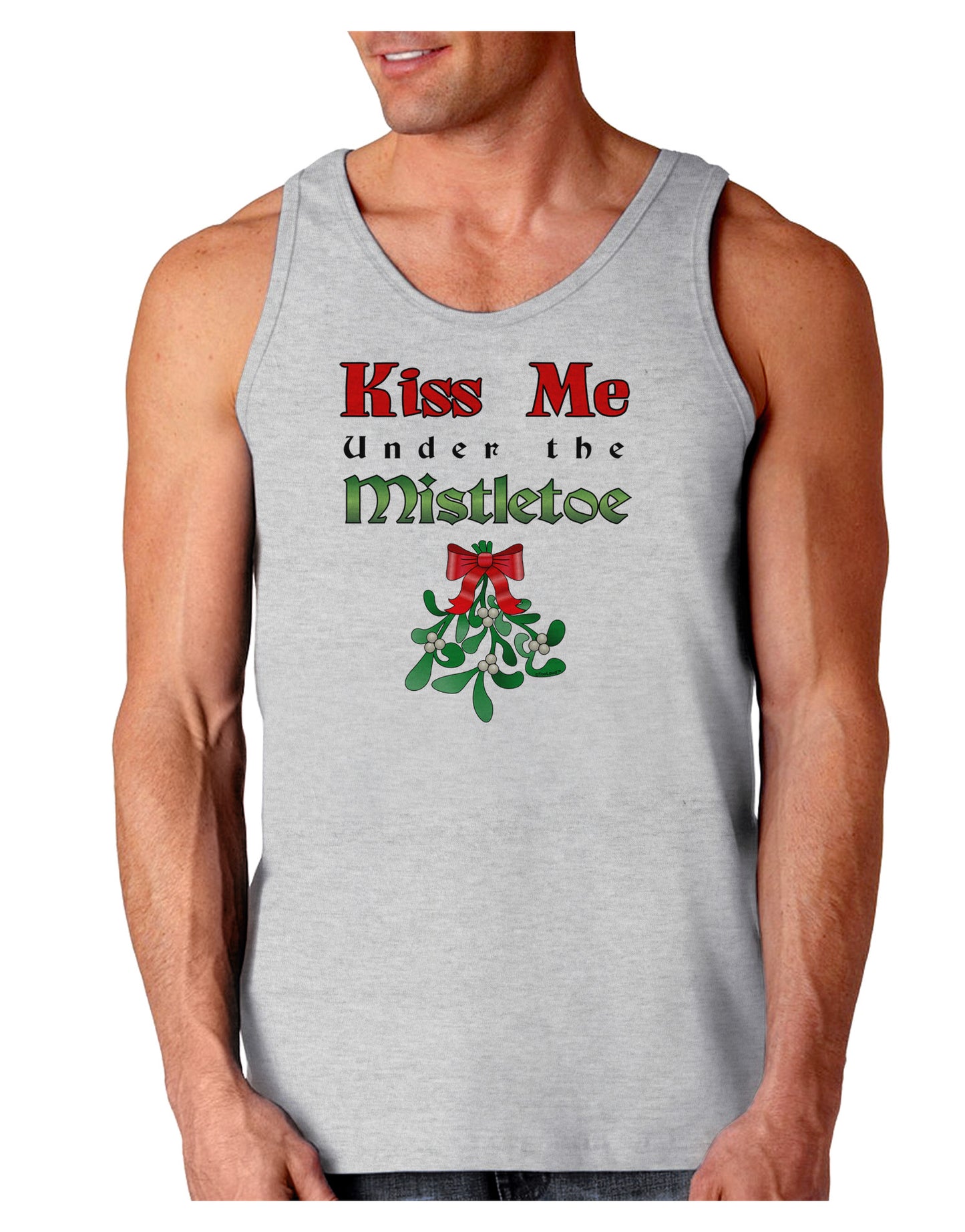 Kiss Me Under the Mistletoe Christmas Loose Tank Top-Loose Tank Top-TooLoud-AshGray-Small-Davson Sales