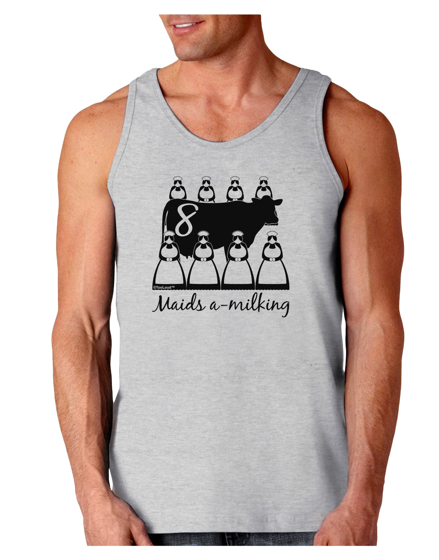 Eight Maids A Milking Text Loose Tank Top-Loose Tank Top-TooLoud-AshGray-Small-Davson Sales