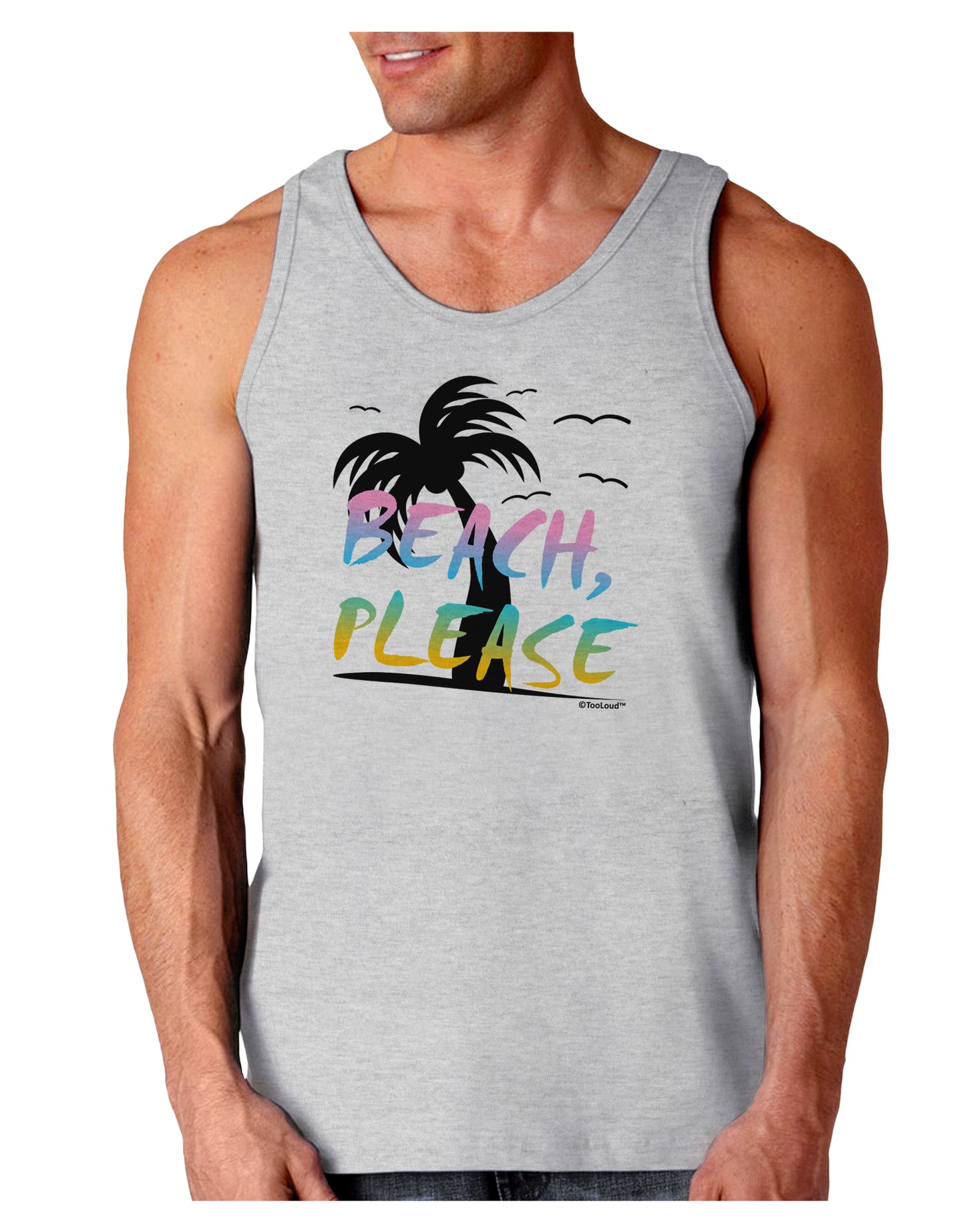 Beach Please - Summer Colors with Palm Trees Loose Tank Top-Loose Tank Top-TooLoud-AshGray-Small-Davson Sales