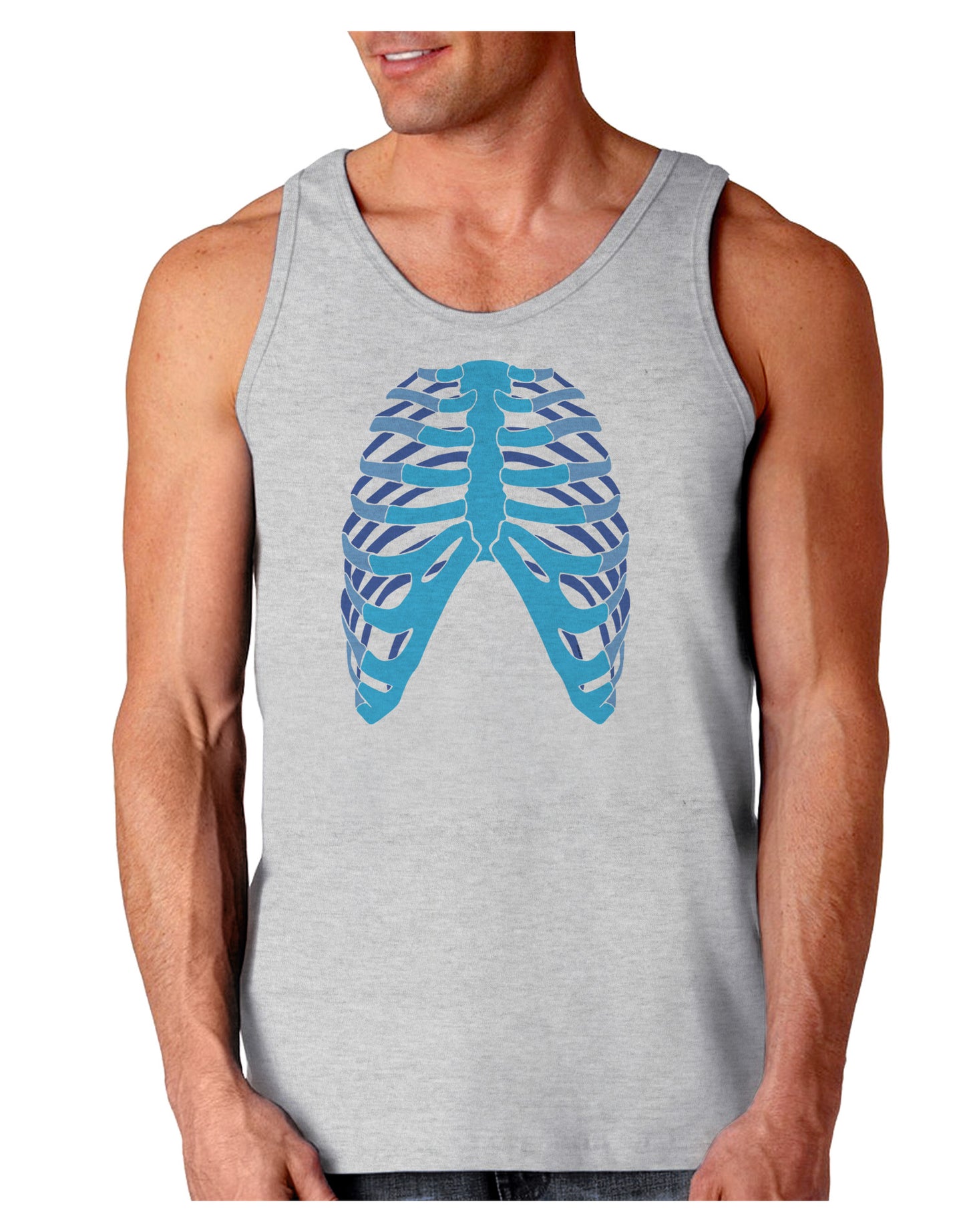 Human Blue Skeleton Bones Ribcage Loose Tank Top-Loose Tank Top-TooLoud-AshGray-Small-Davson Sales