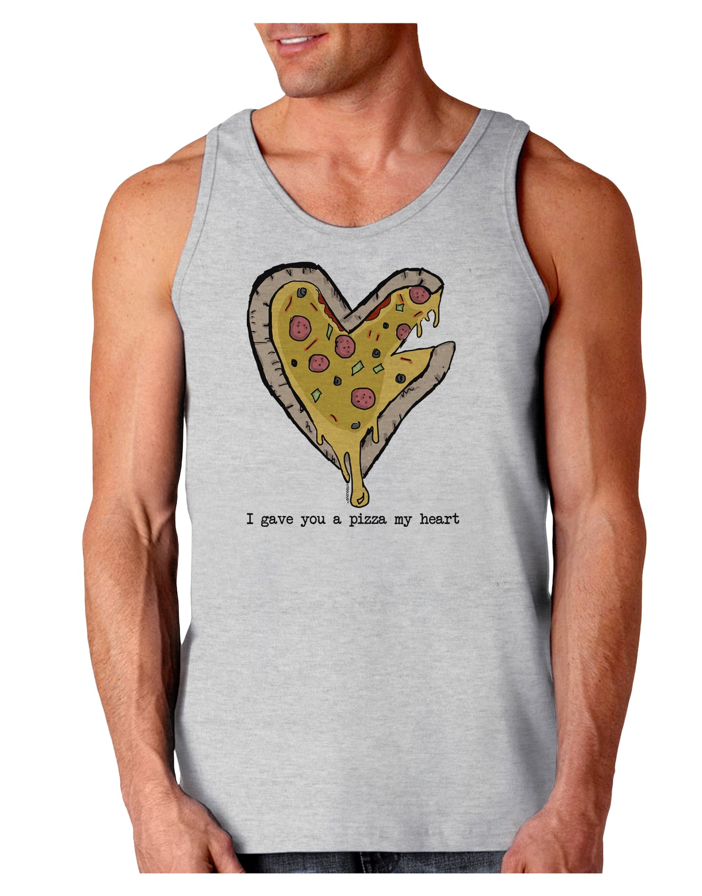 TooLoud I gave you a Pizza my Heart Loose Tank Top-Mens-LooseTanktops-TooLoud-AshGray-Small-Davson Sales