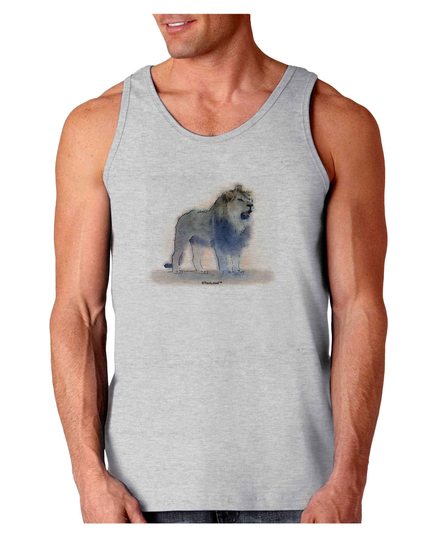 Lion Watercolor B Loose Tank Top-Loose Tank Top-TooLoud-AshGray-Small-Davson Sales