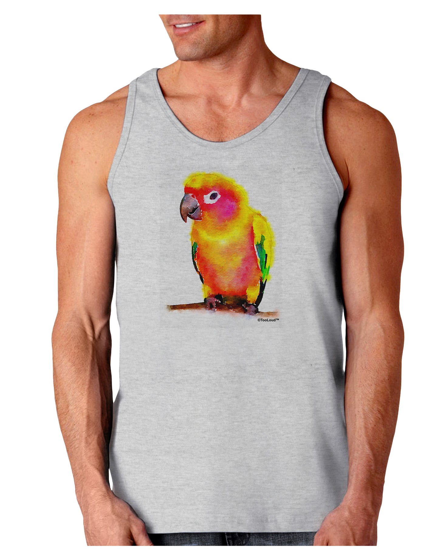 Sun Conure Parrot Watercolor Loose Tank Top-Loose Tank Top-TooLoud-AshGray-Small-Davson Sales