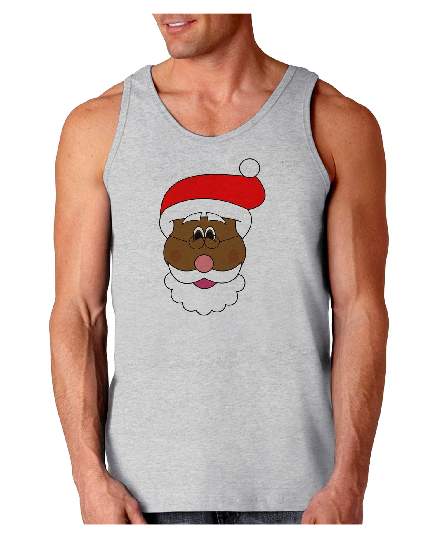 Black Santa Claus Face Christmas Loose Tank Top-Loose Tank Top-TooLoud-AshGray-Small-Davson Sales
