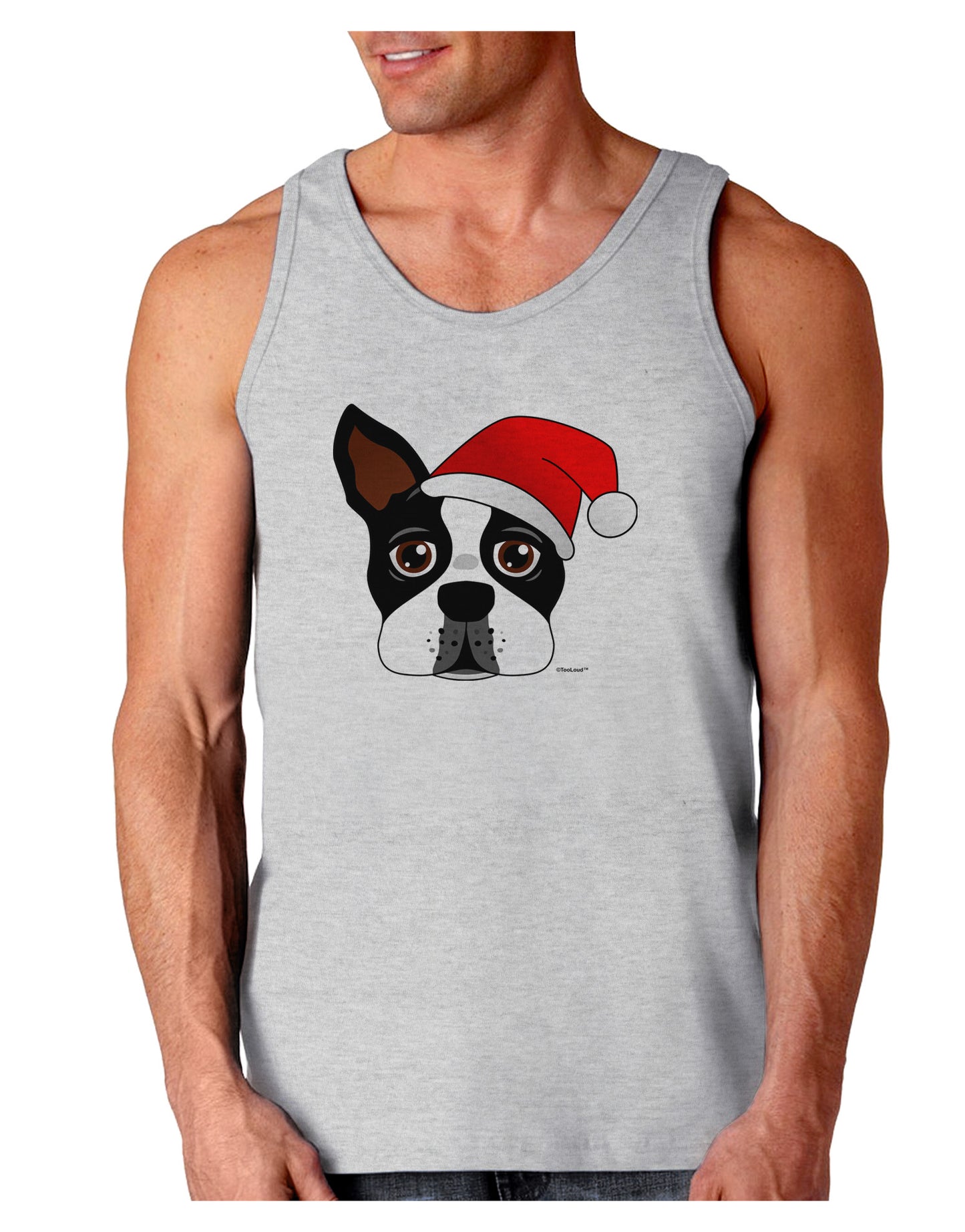 Cute Dog with Santa Hat - Christmas Loose Tank Top-Loose Tank Top-TooLoud-AshGray-Small-Davson Sales