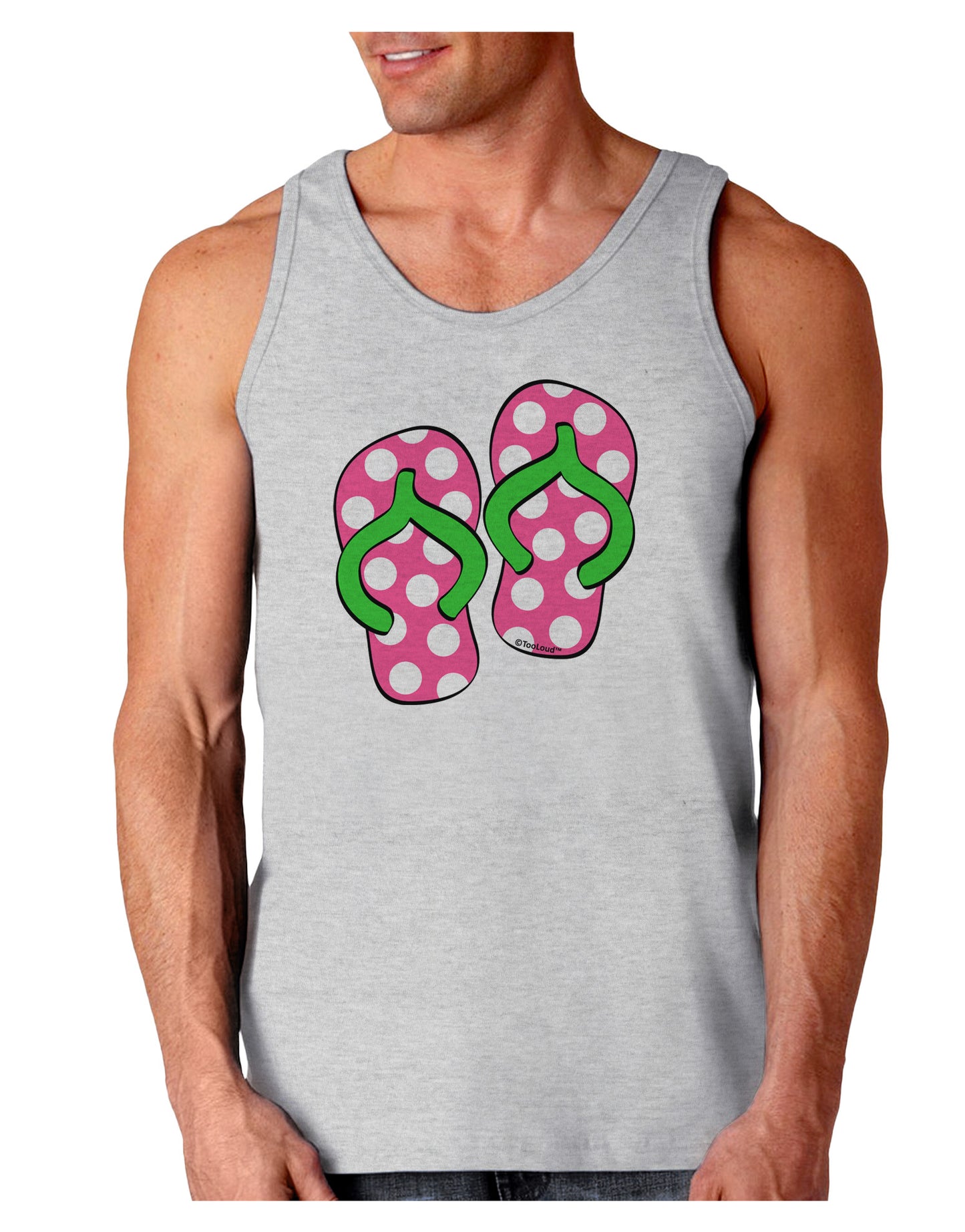 Cute Polka Dot Flip Flops - Pink and Green Loose Tank Top-Loose Tank Top-TooLoud-AshGray-Small-Davson Sales