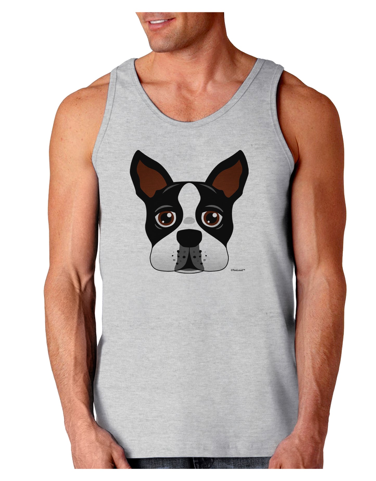 Cute Boston Terrier Dog Face Loose Tank Top-Loose Tank Top-TooLoud-AshGray-Small-Davson Sales