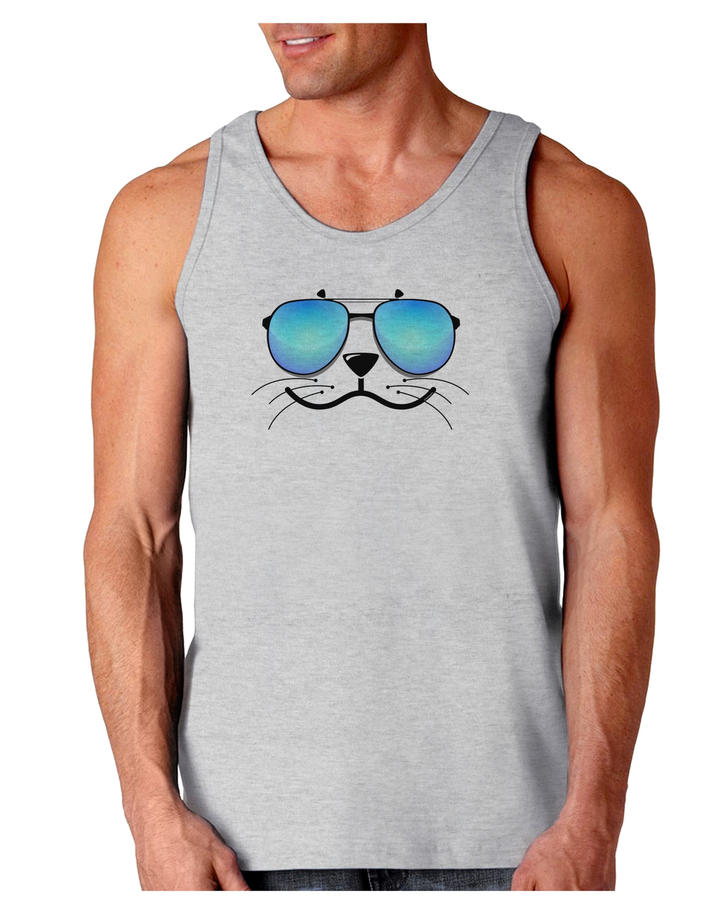 Kyu-T Face - Sealie Cool Sunglasses Loose Tank Top-Loose Tank Top-TooLoud-AshGray-Small-Davson Sales