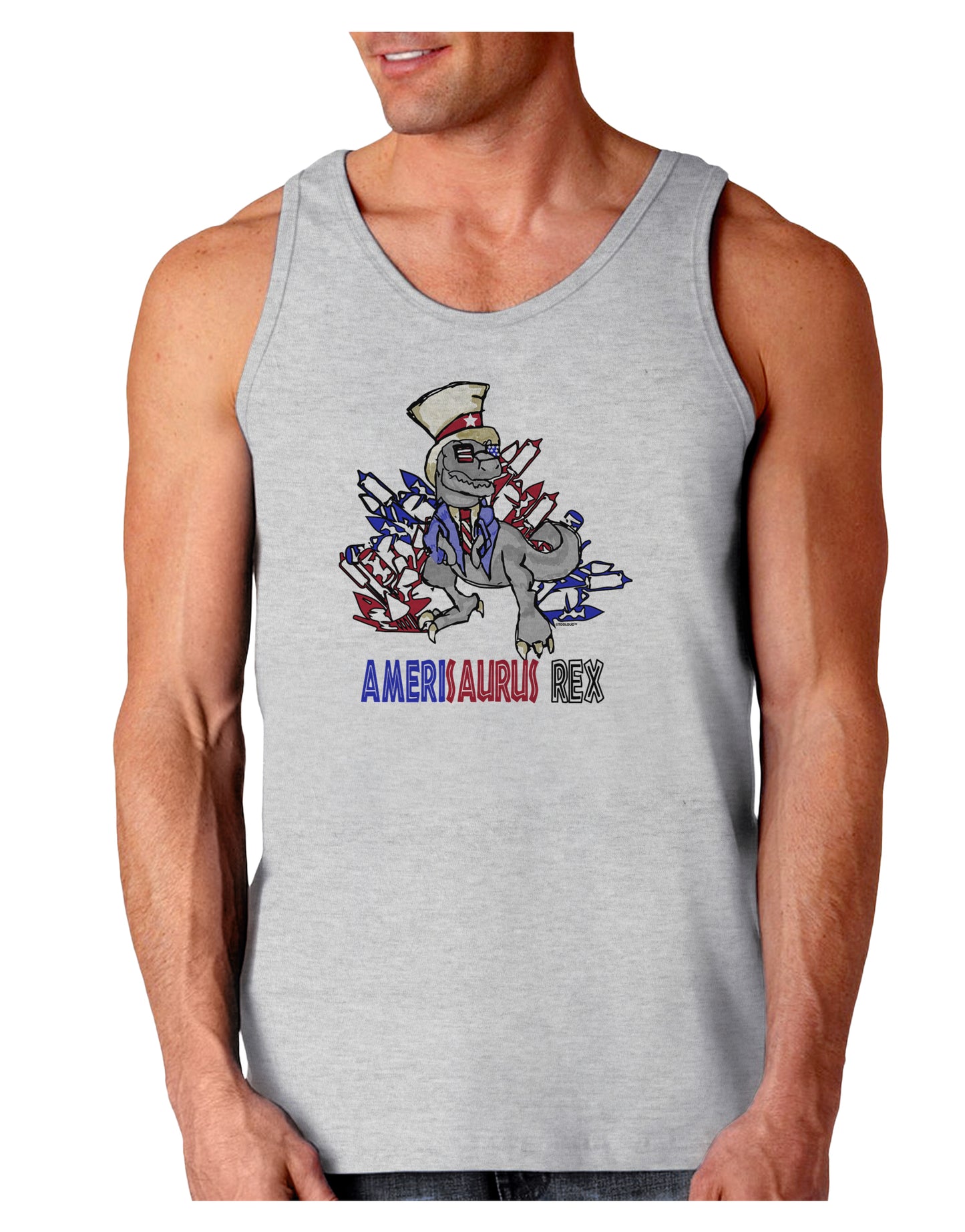 TooLoud AMERISAURUS REX Loose Tank Top-Mens-LooseTanktops-TooLoud-AshGray-Small-Davson Sales