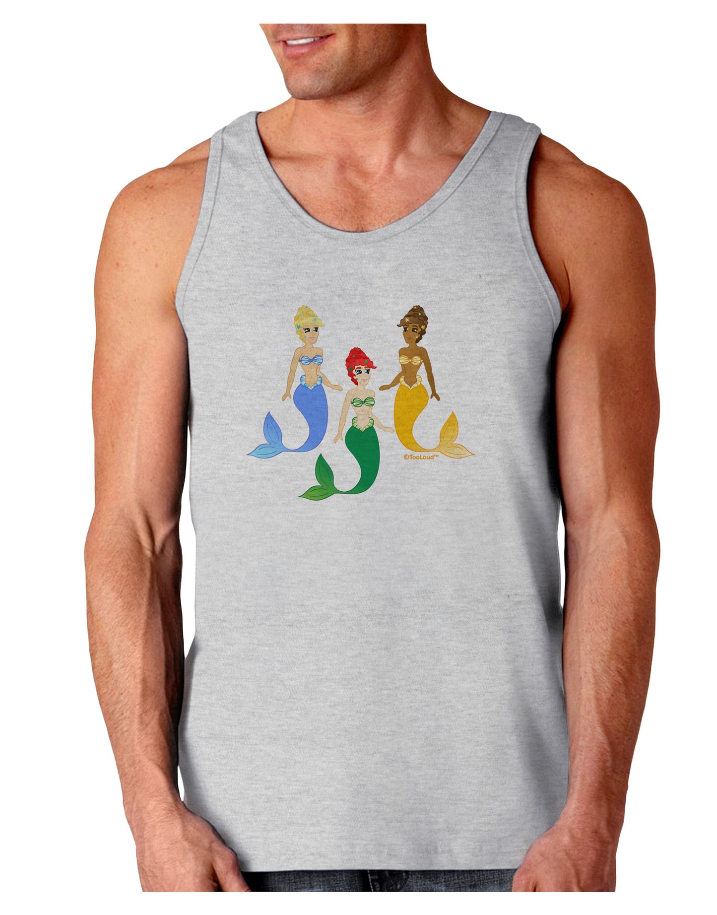 Three Mermaids Loose Tank Top-Loose Tank Top-TooLoud-AshGray-Small-Davson Sales