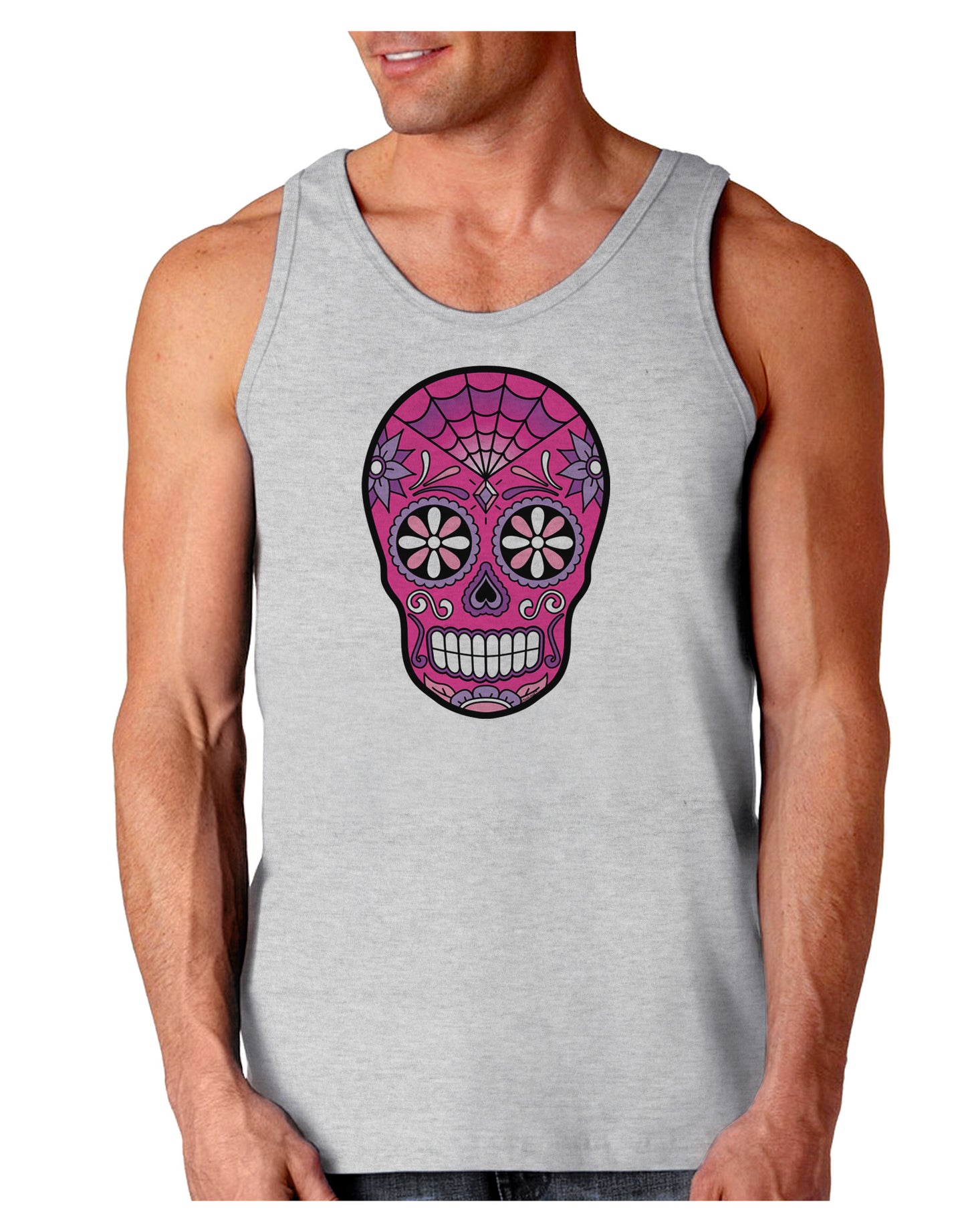 Version 4 Pink Day of the Dead Calavera Loose Tank Top-Loose Tank Top-TooLoud-AshGray-Small-Davson Sales