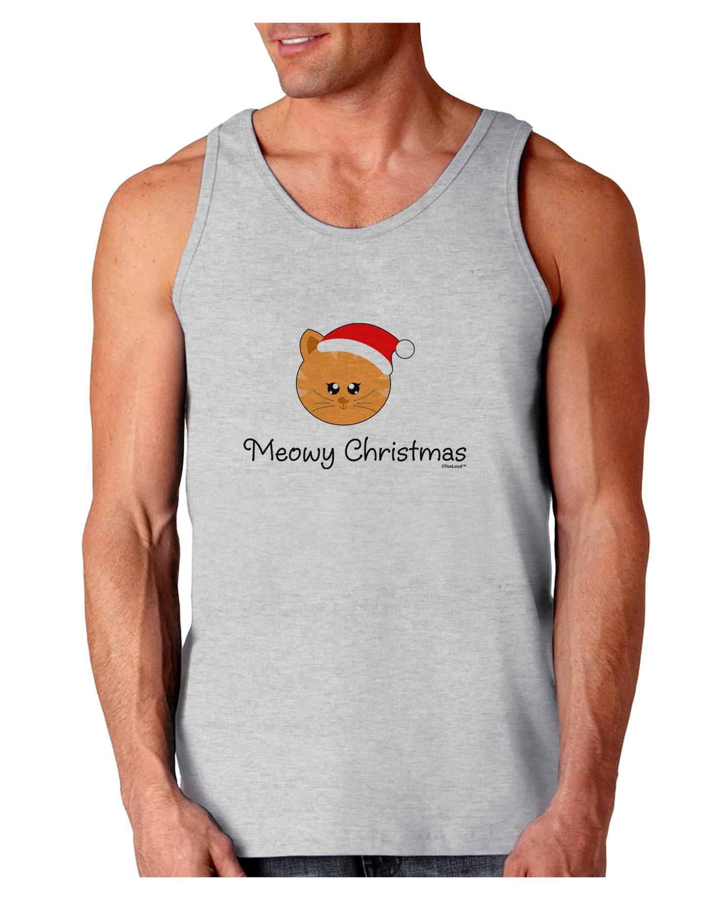 Meowy Christmas Cute Cat Santa Hat Loose Tank Top-Loose Tank Top-TooLoud-AshGray-Small-Davson Sales