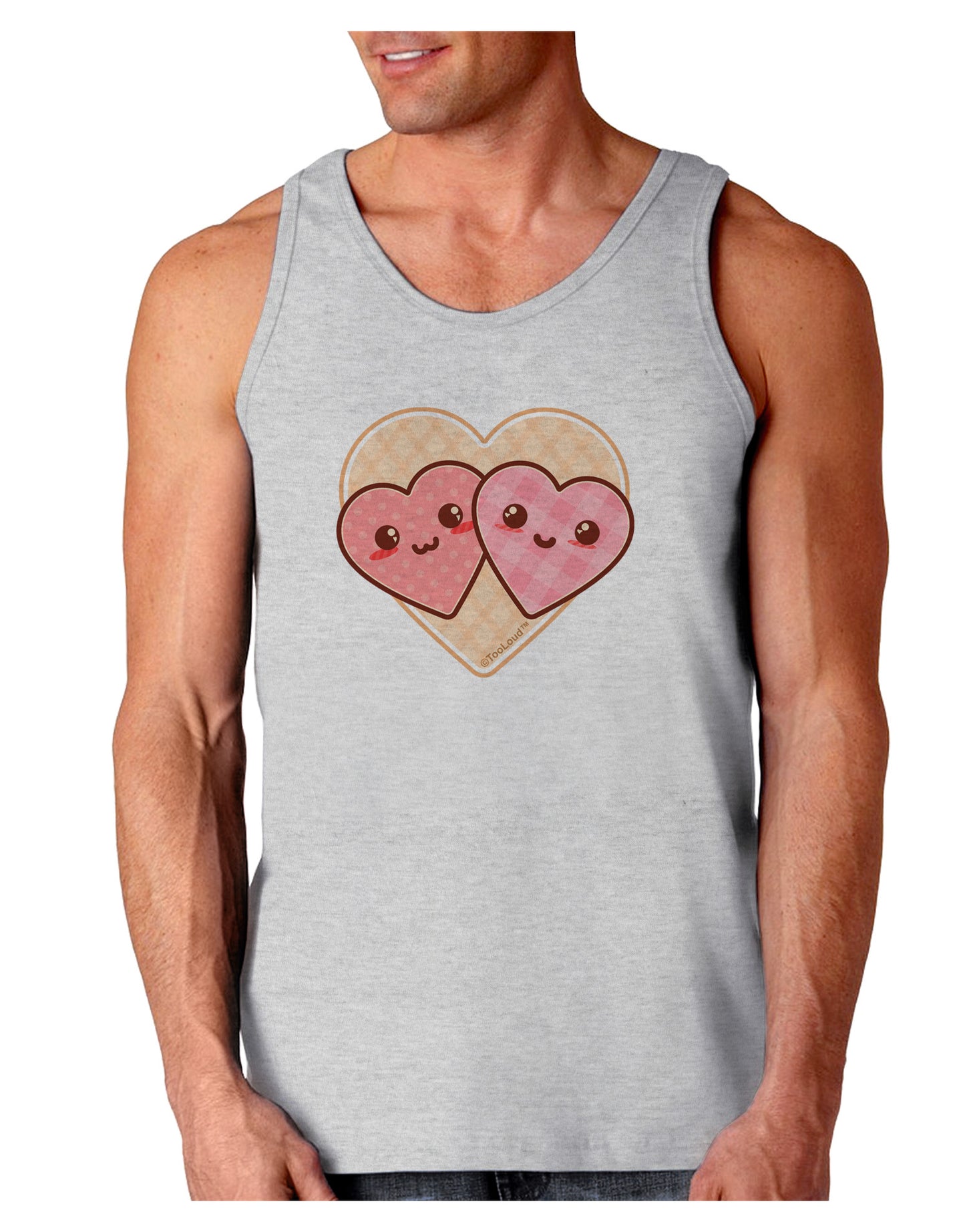 Super Cute Kawaii Hearts Loose Tank Top-Loose Tank Top-TooLoud-AshGray-Small-Davson Sales