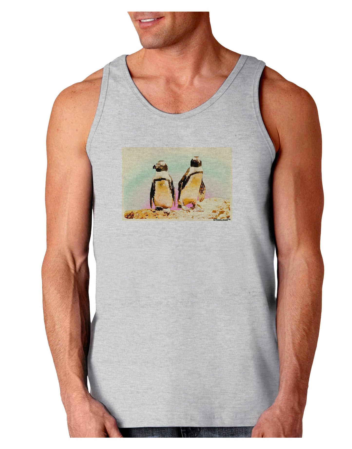 Magellanic Penguin Watercolor Loose Tank Top-Loose Tank Top-TooLoud-AshGray-Small-Davson Sales