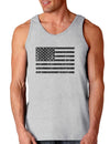 Distressed Black and White American Flag Loose Tank Top-Loose Tank Top-TooLoud-AshGray-Small-Davson Sales