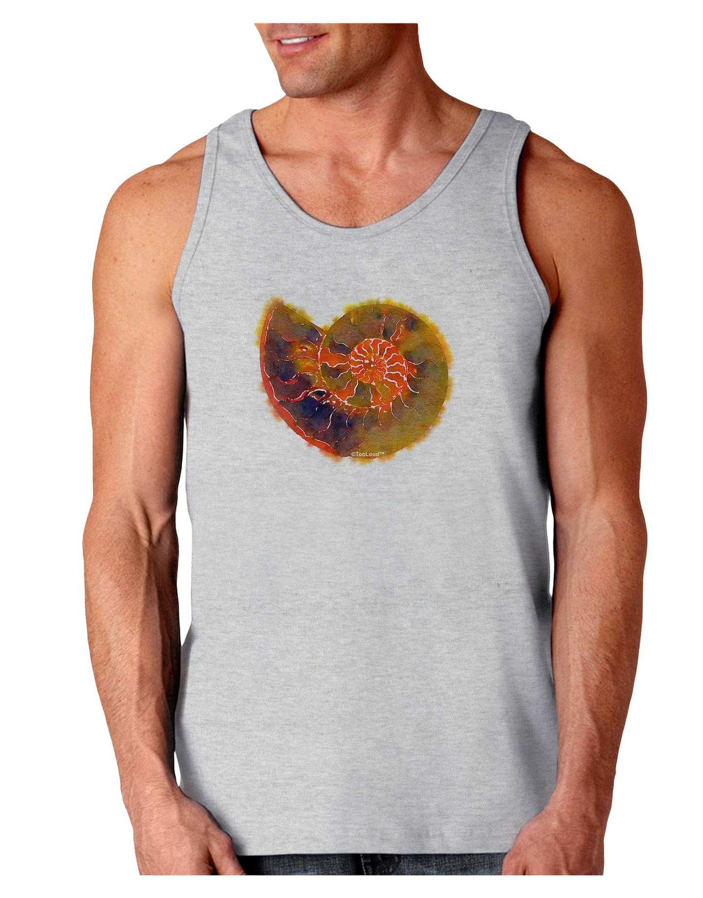 Nautilus Fossil Watercolor Loose Tank Top-Loose Tank Top-TooLoud-AshGray-Small-Davson Sales
