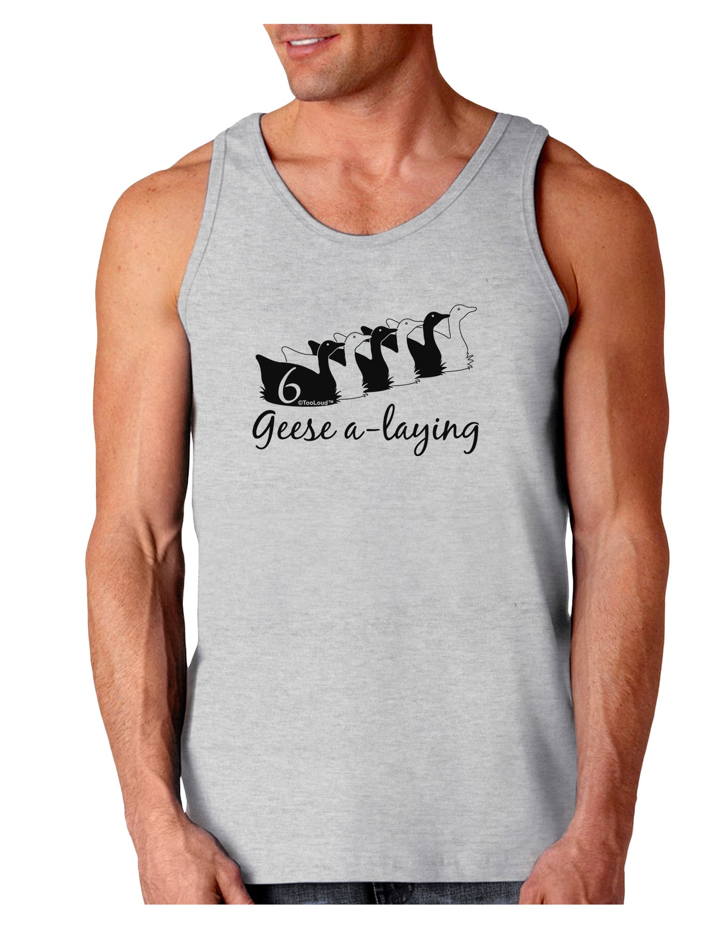 Six Geese A laying Text Loose Tank Top-Loose Tank Top-TooLoud-AshGray-Small-Davson Sales