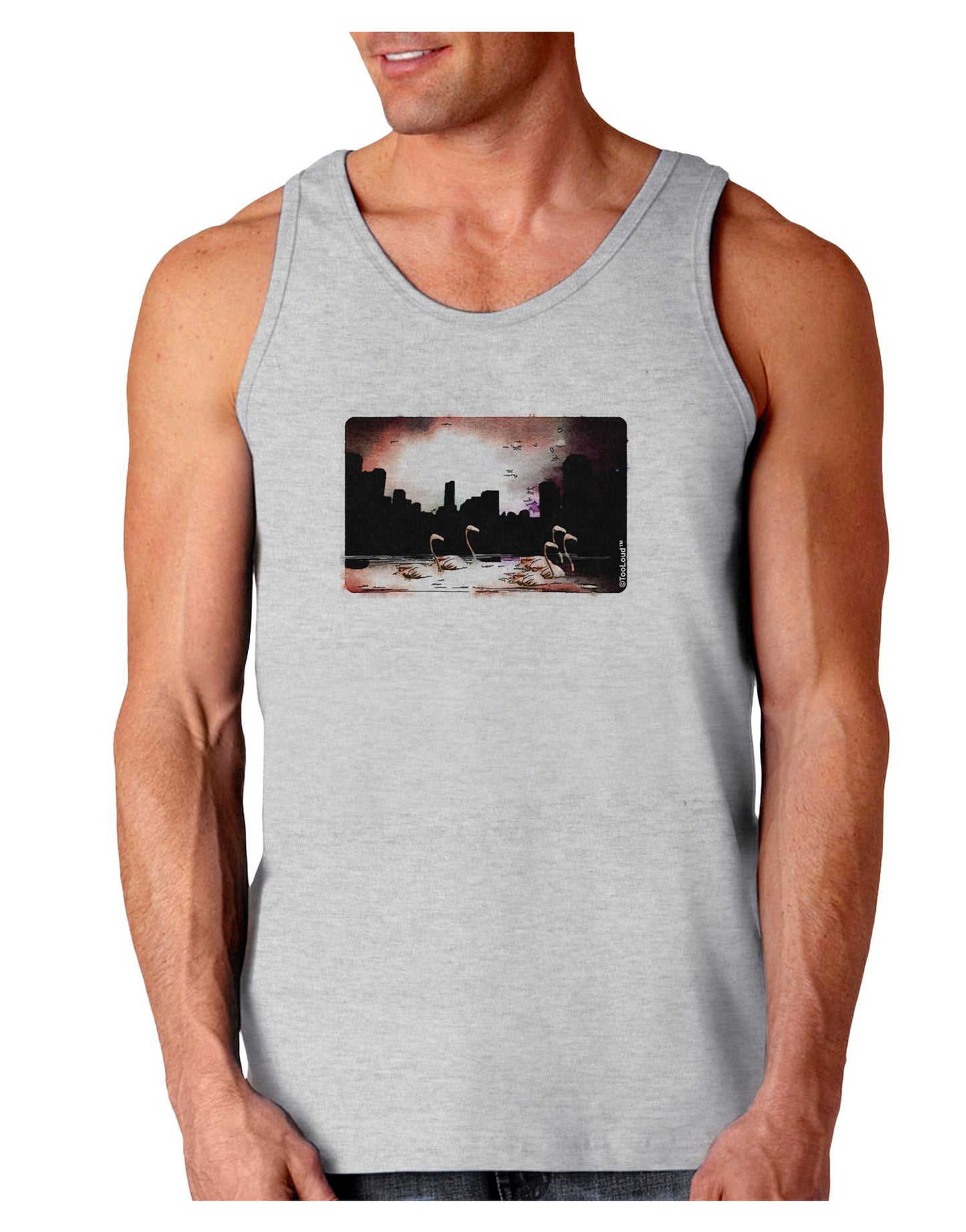 Nighttime Flamingos Loose Tank Top-Loose Tank Top-TooLoud-AshGray-Small-Davson Sales