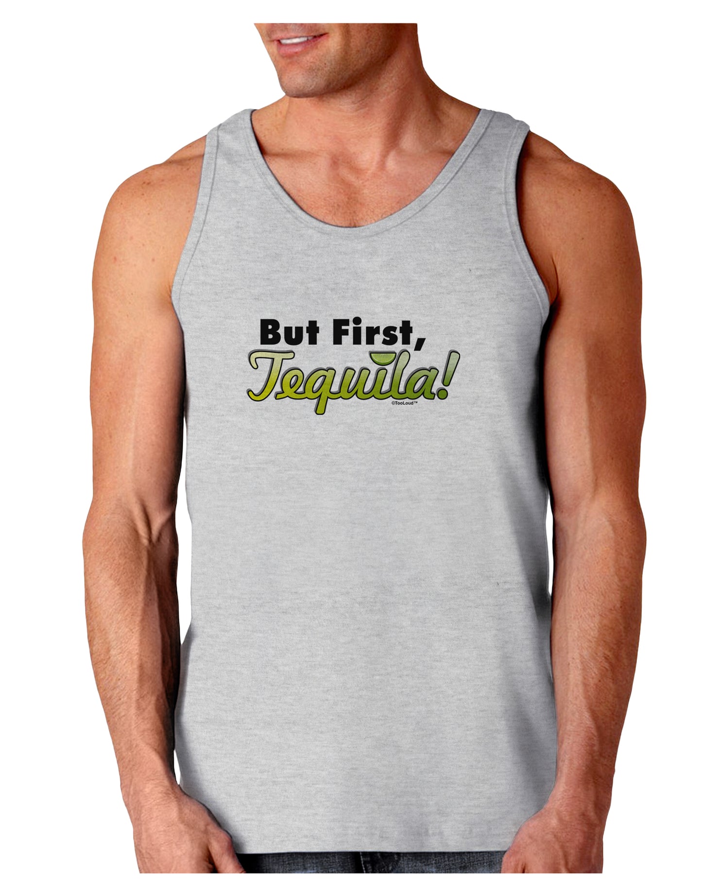 But First Tequila Loose Tank Top-Loose Tank Top-TooLoud-AshGray-Small-Davson Sales