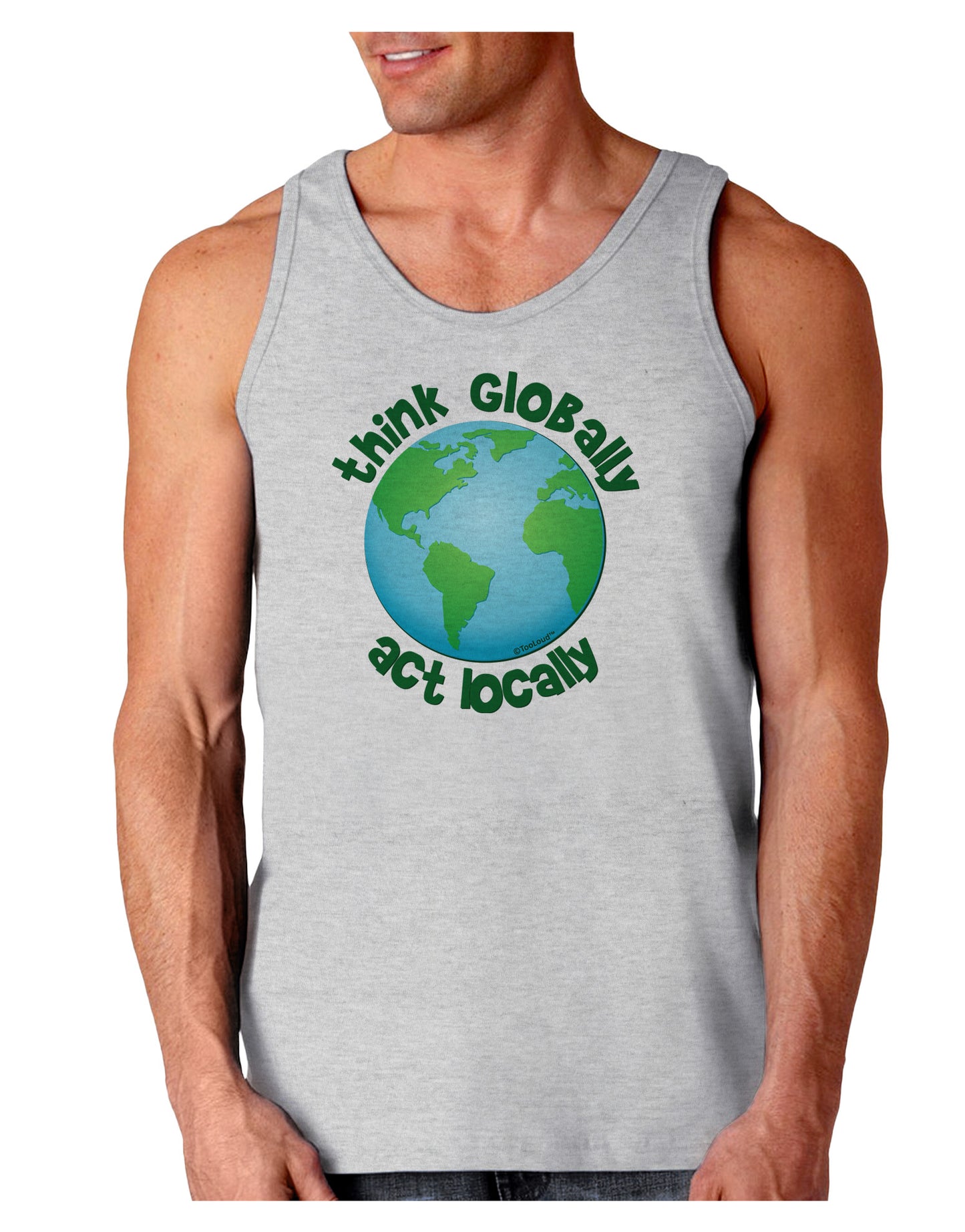 Think Globally Act Locally - Globe Loose Tank Top-Loose Tank Top-TooLoud-AshGray-Small-Davson Sales