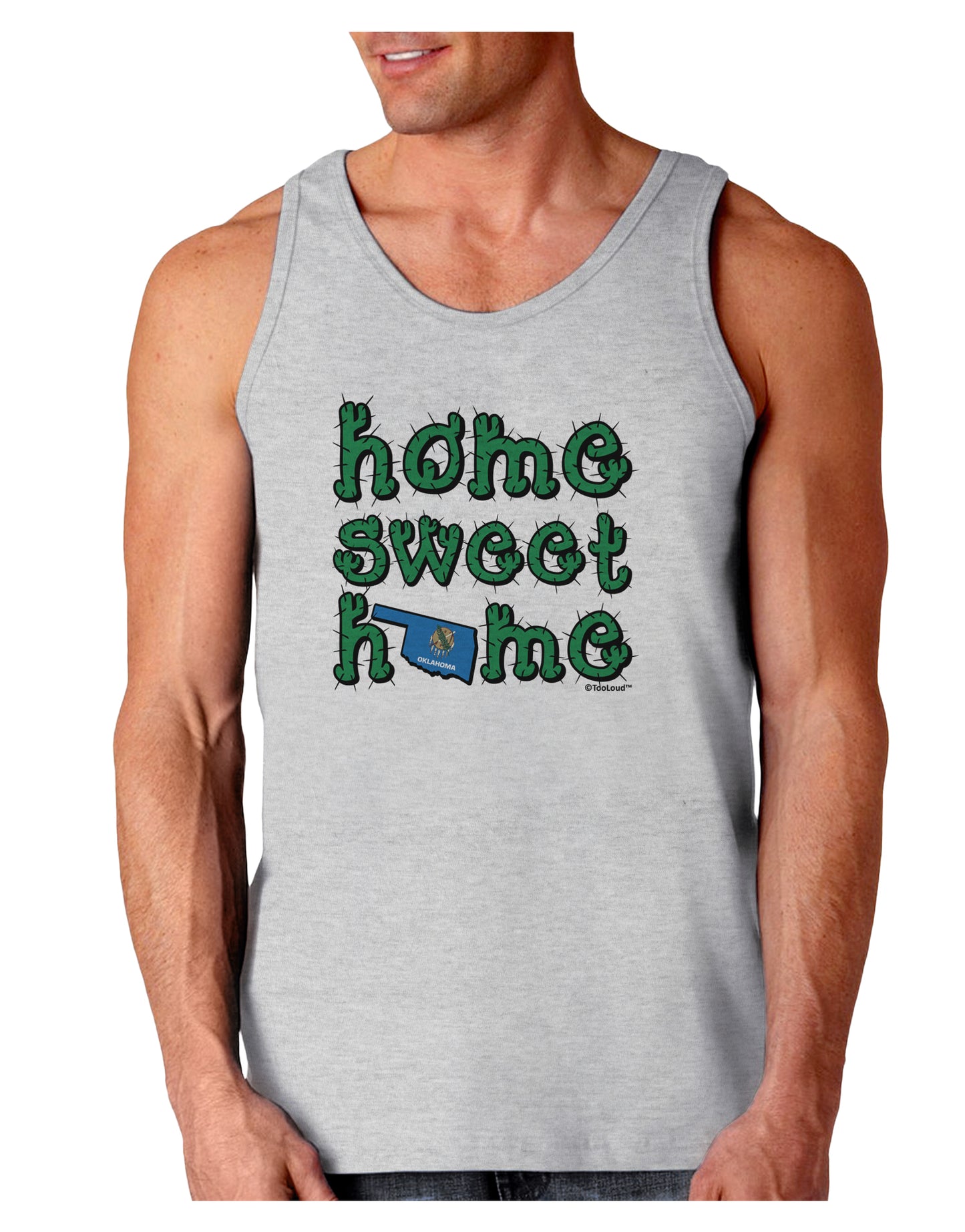 Home Sweet Home - Oklahoma - Cactus and State Flag Loose Tank Top by TooLoud-Loose Tank Top-TooLoud-AshGray-Small-Davson Sales